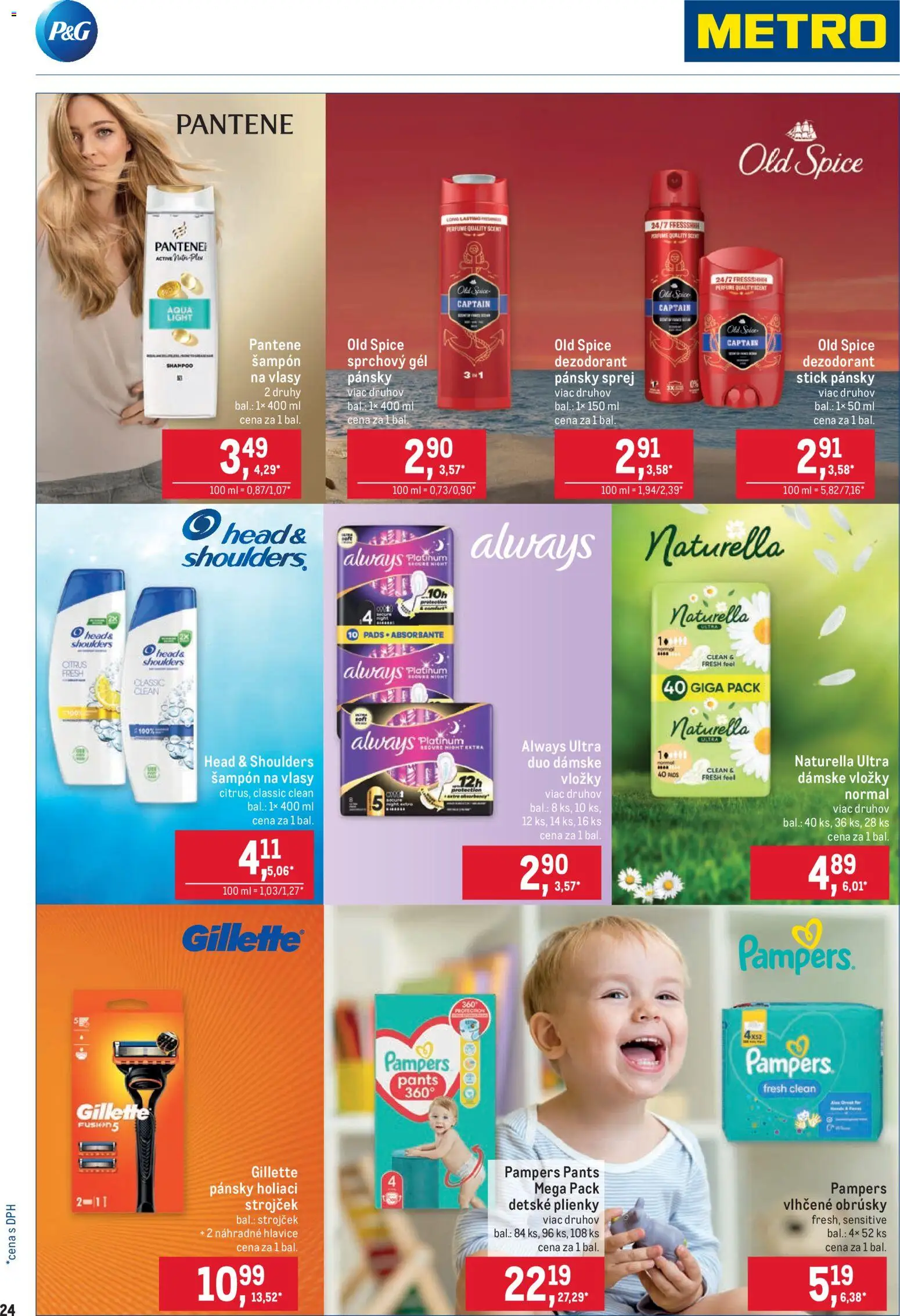 Nové Metro akcie – leták je platný od 05.11.2025 | Strana: 24 | Produkty: Strojček, Šampón, Dezodorant, Head & Shoulders