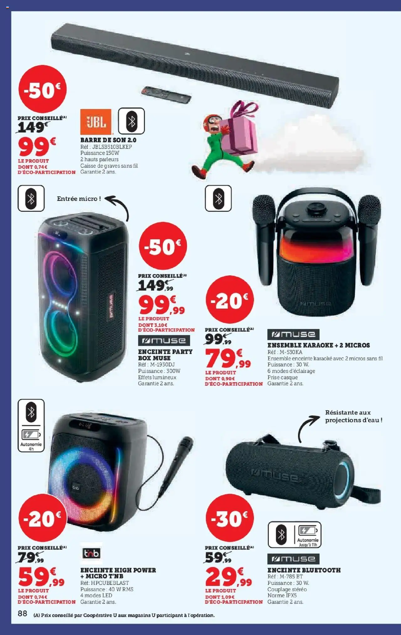 {H1} | Page: 88 | Produits: Enceinte bluetooth, Prise, Barre de son, Casque