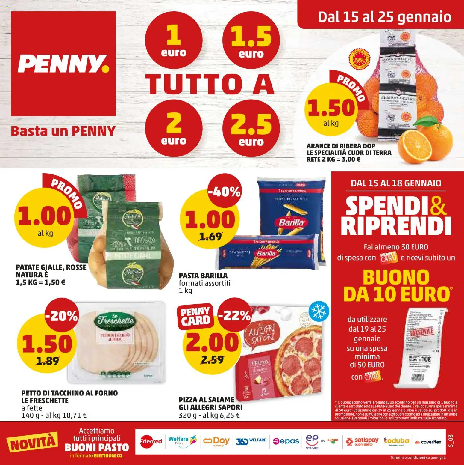 Volantino PENNY del 15.01.2026 | Pagina: 1 | Prodotti: Arance, Pasta, Forno, Terra