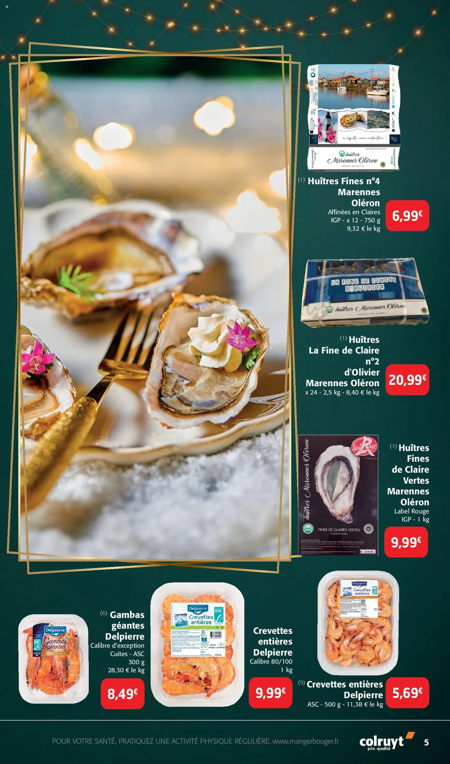 {H1} | Page: 5 | Produits: Crevettes, Huîtres fines, Huîtres