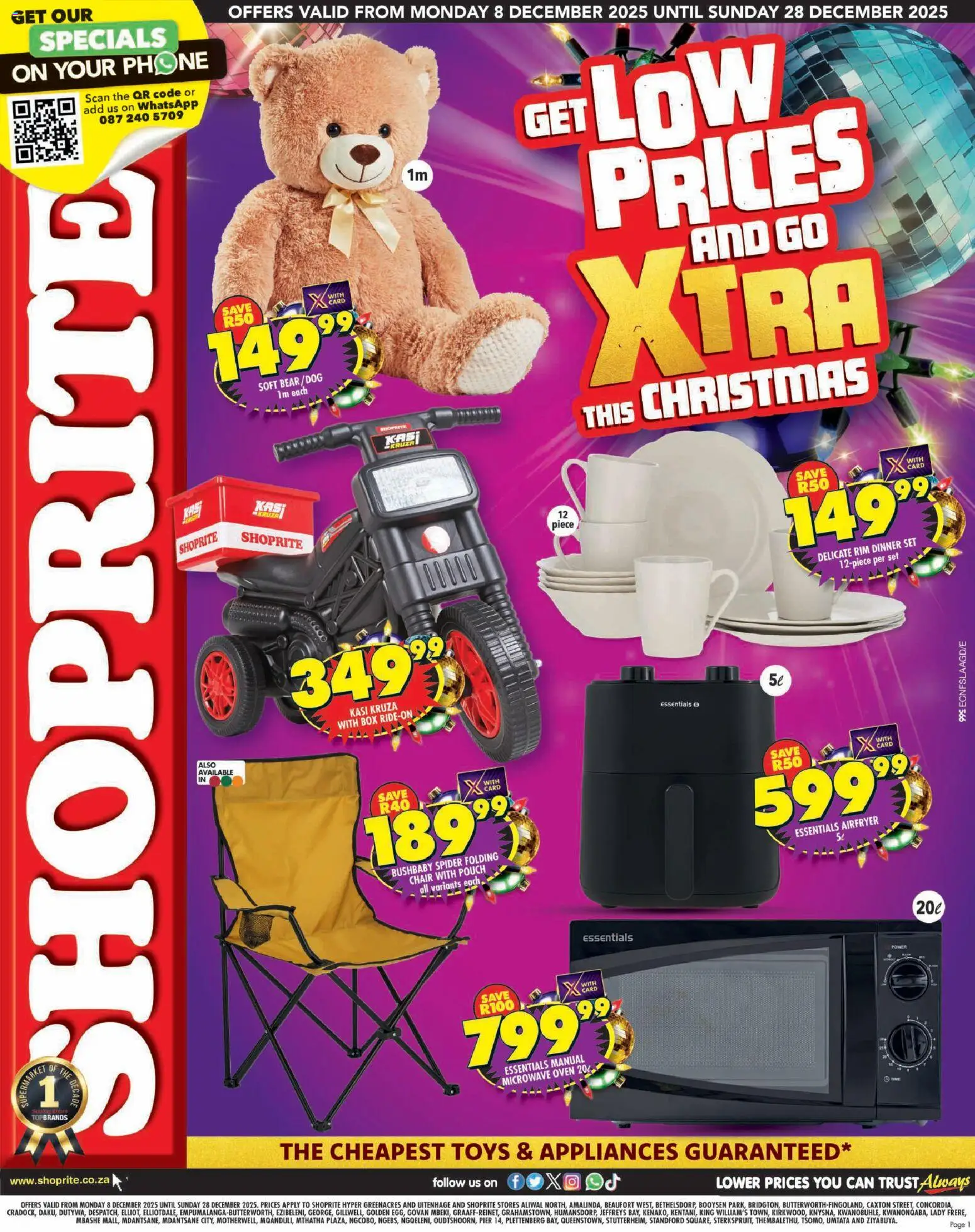 New Shoprite catalogue – valid from 08.12.2025 | Page: 1 | Products: Phone, Oven, Toys, Box