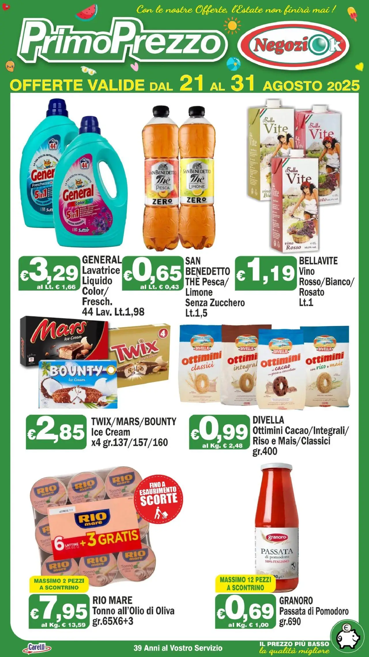 Volantino Primo Prezzo del 21.08.2025 | Pagina: 2 | Prodotti: Cioccolato, Limone, Lavatrice, Passata di pomodoro