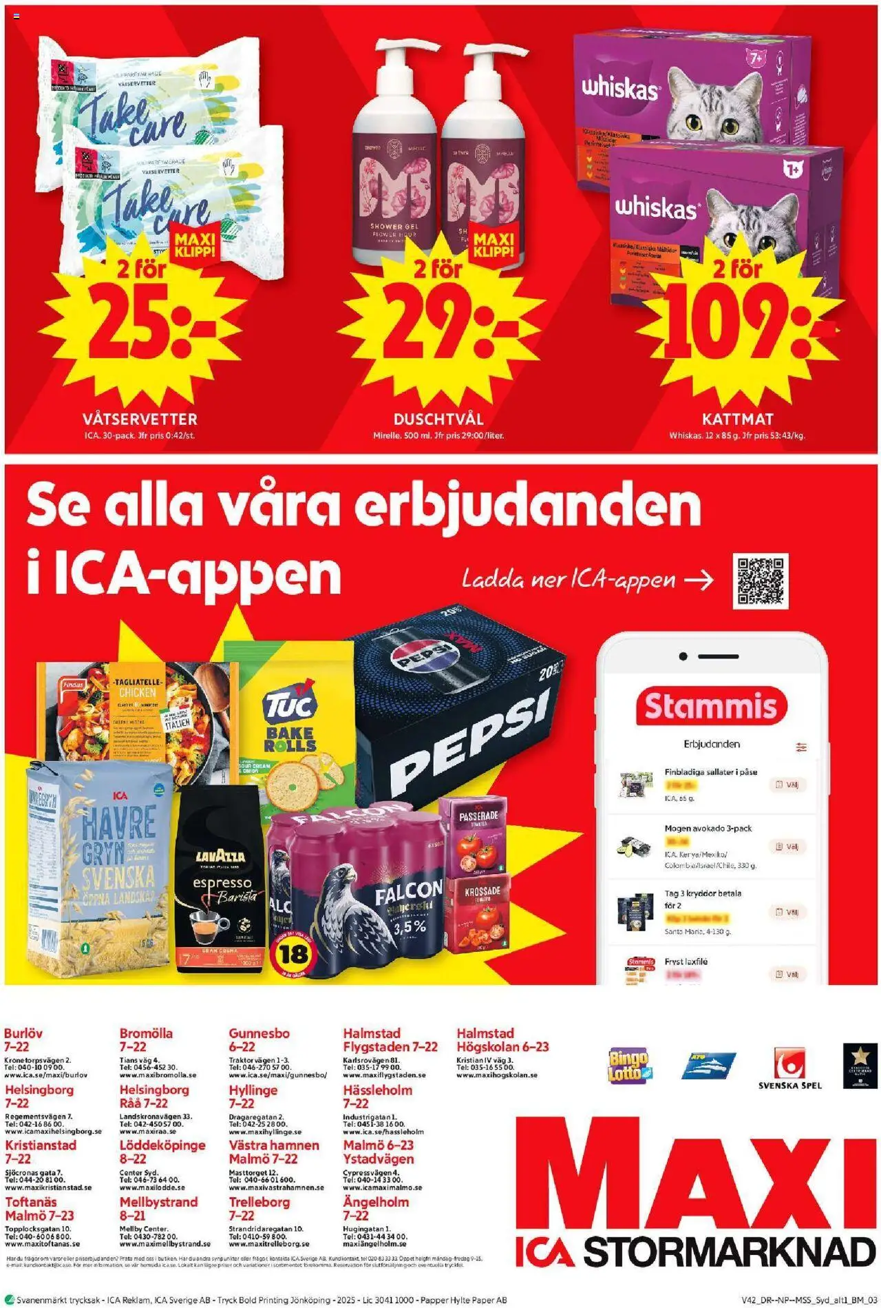 ICA Maxi reklamblad aktuell från 13.10.2025 | Sida: 10 | Produkter: Krossade tomater, Pepsi, Tomater, Spel