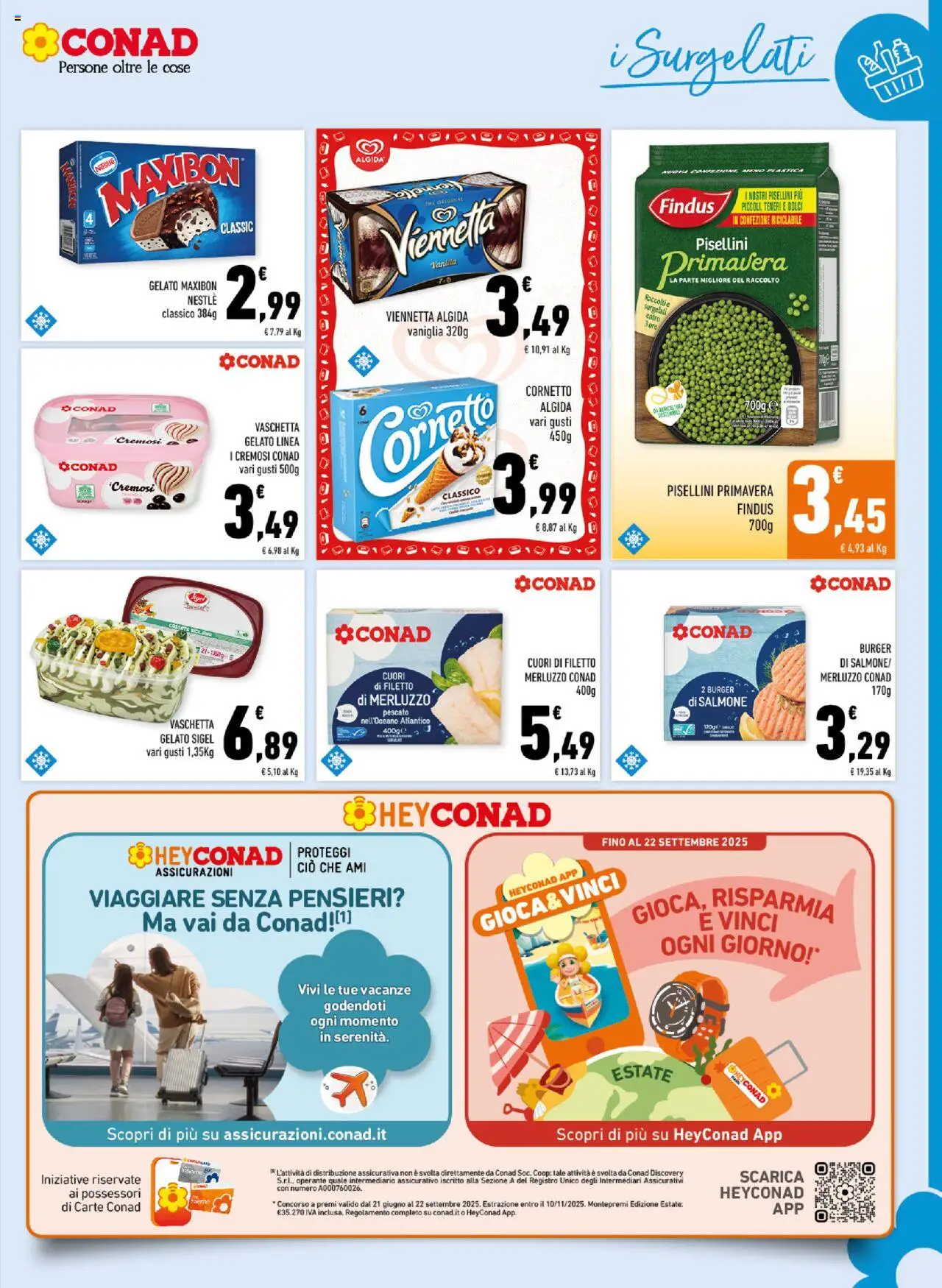 Volantino Conad del 13.08.2025 | Pagina: 9 | Prodotti: Salmone, Cornetto, Merluzzo, Gelato