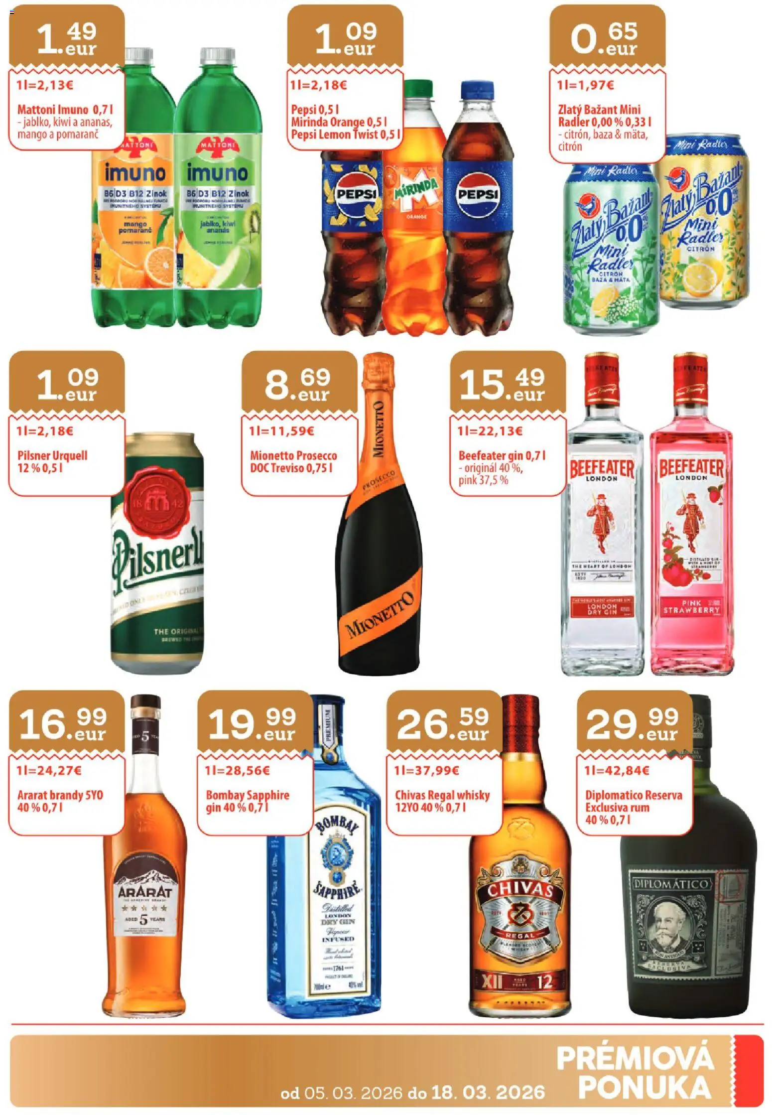 Nové Sintra akcie – leták je platný od 05.03.2026 | Strana: 31 | Produkty: Regál, Mattoni, Whisky, Rum