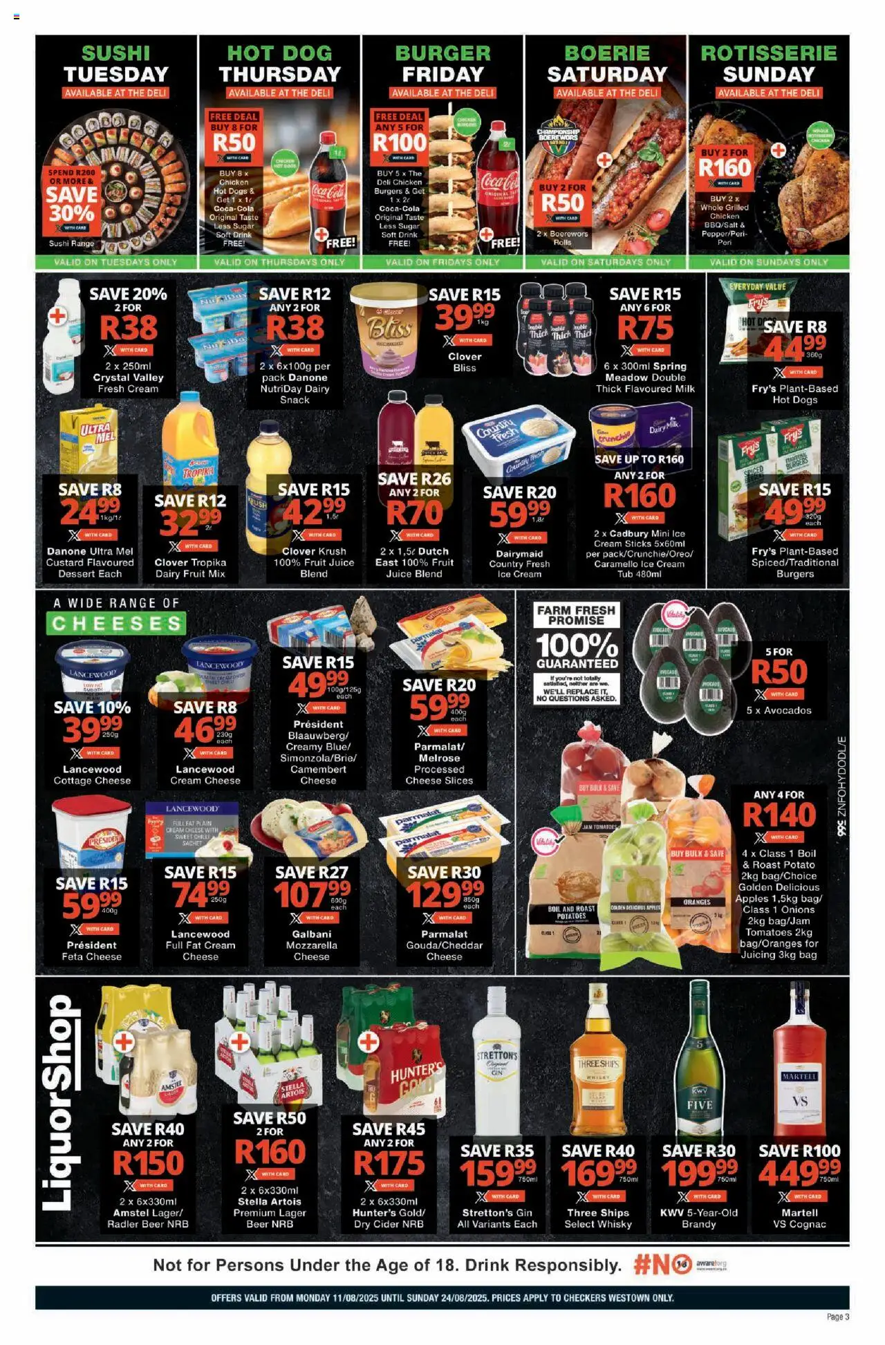 Checkers KwaZulu-Natal - Hyper Westown August Mid-Month Promotion │ valid from 11.08.2025 | Page: 3 | Products: Bag, Milk, Ice cream, Potatoes
