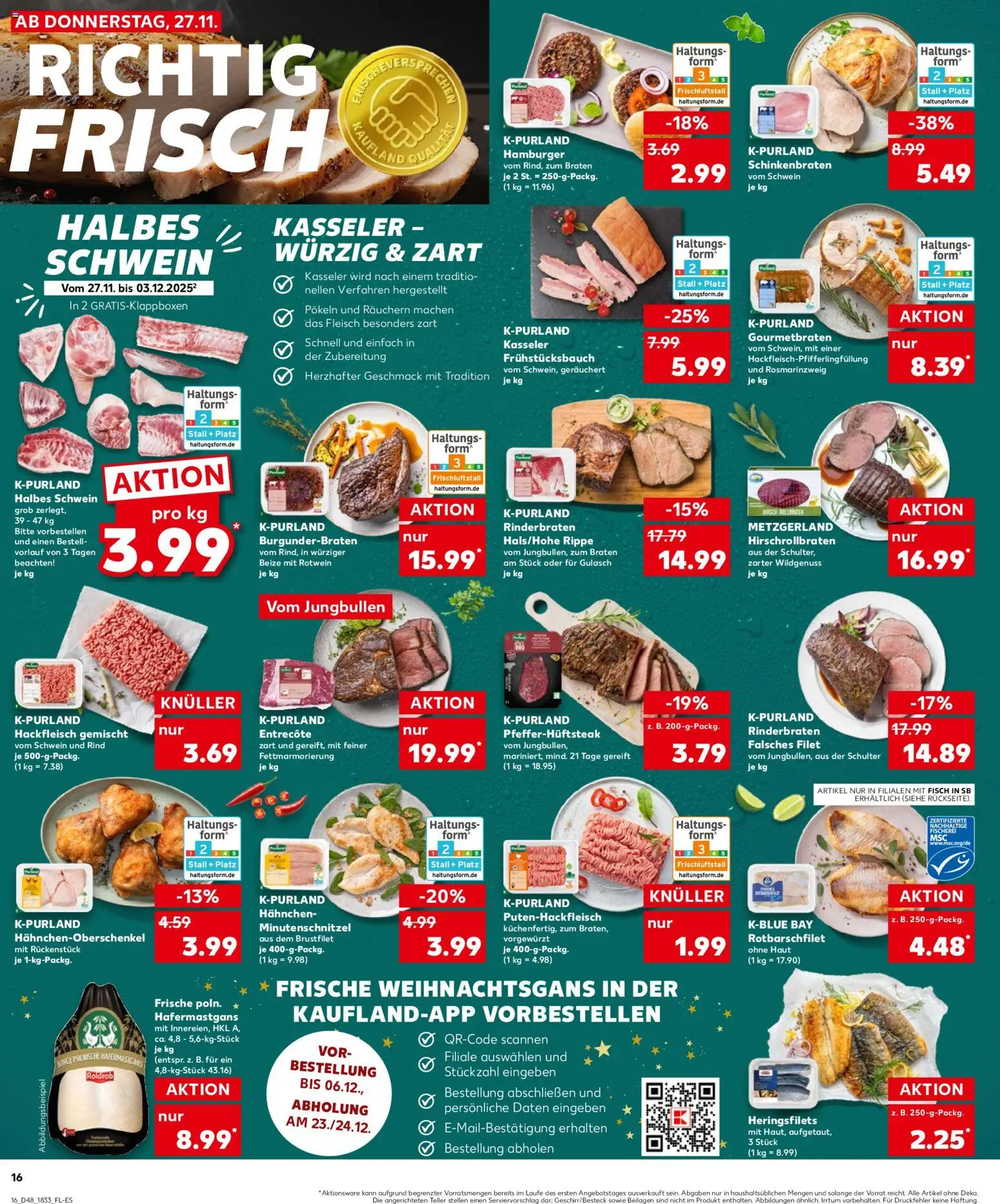 Kaufland prospekt Bremen	 – gültig ab 27.11.2025 | Seite: 16 | Produkte: Entrecote, Fisch, Steak, Fleisch