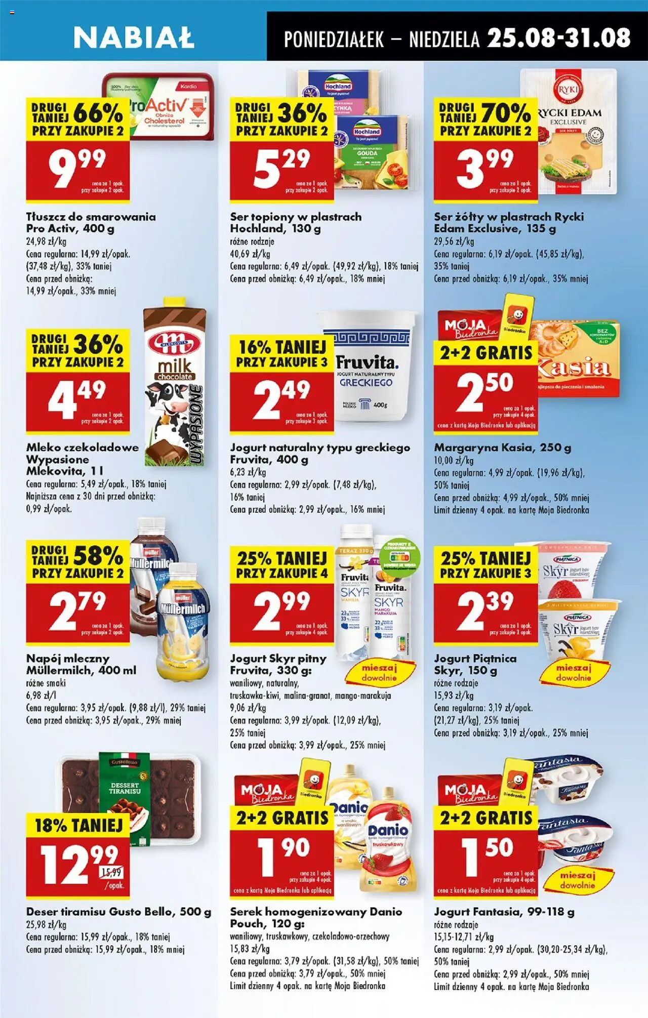 Biedronka gazetka od 25.08.2025 | Strona: 51 | Produkty: Ser żółty, Karta, Mleko, Skyr