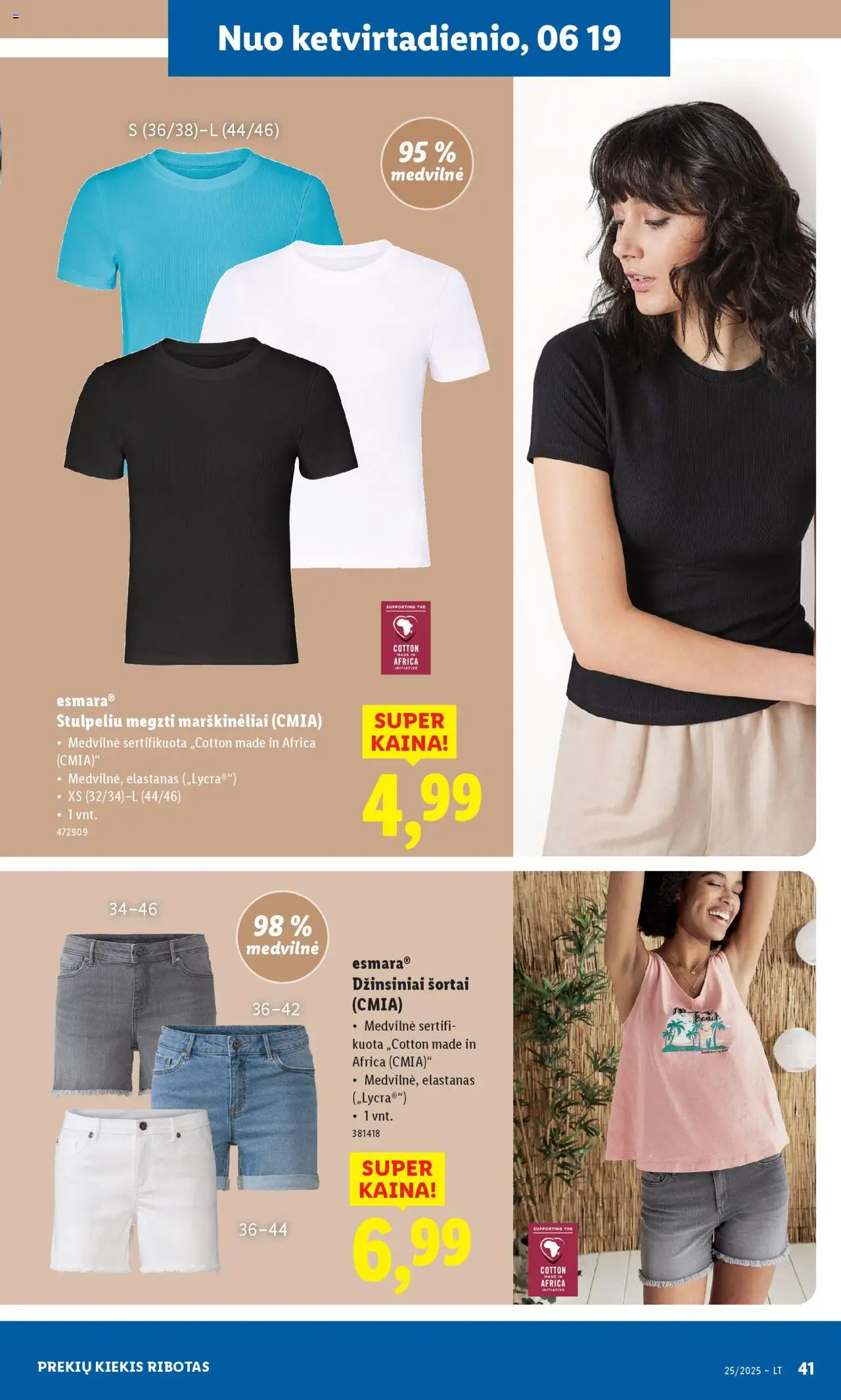 LIDL leidinys - Ne maisto prekių pasiūlymai│galioja nuo 16.06.2025 | Puslapis: 41 | Prekių: Marškinėliai, Šortai