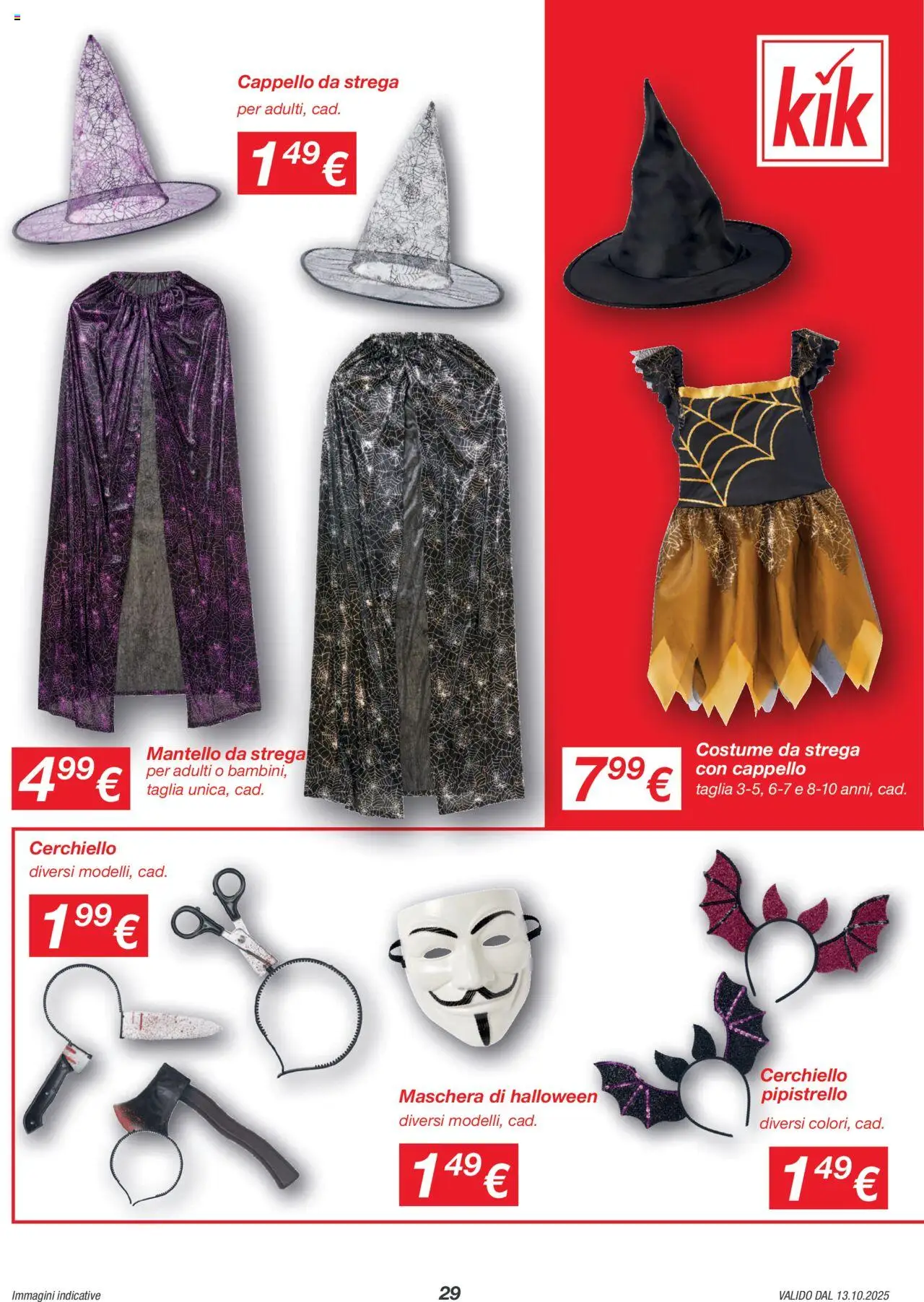 Volantino KiK del 13.10.2025 | Pagina: 29 | Prodotti: Maschera, Cappello