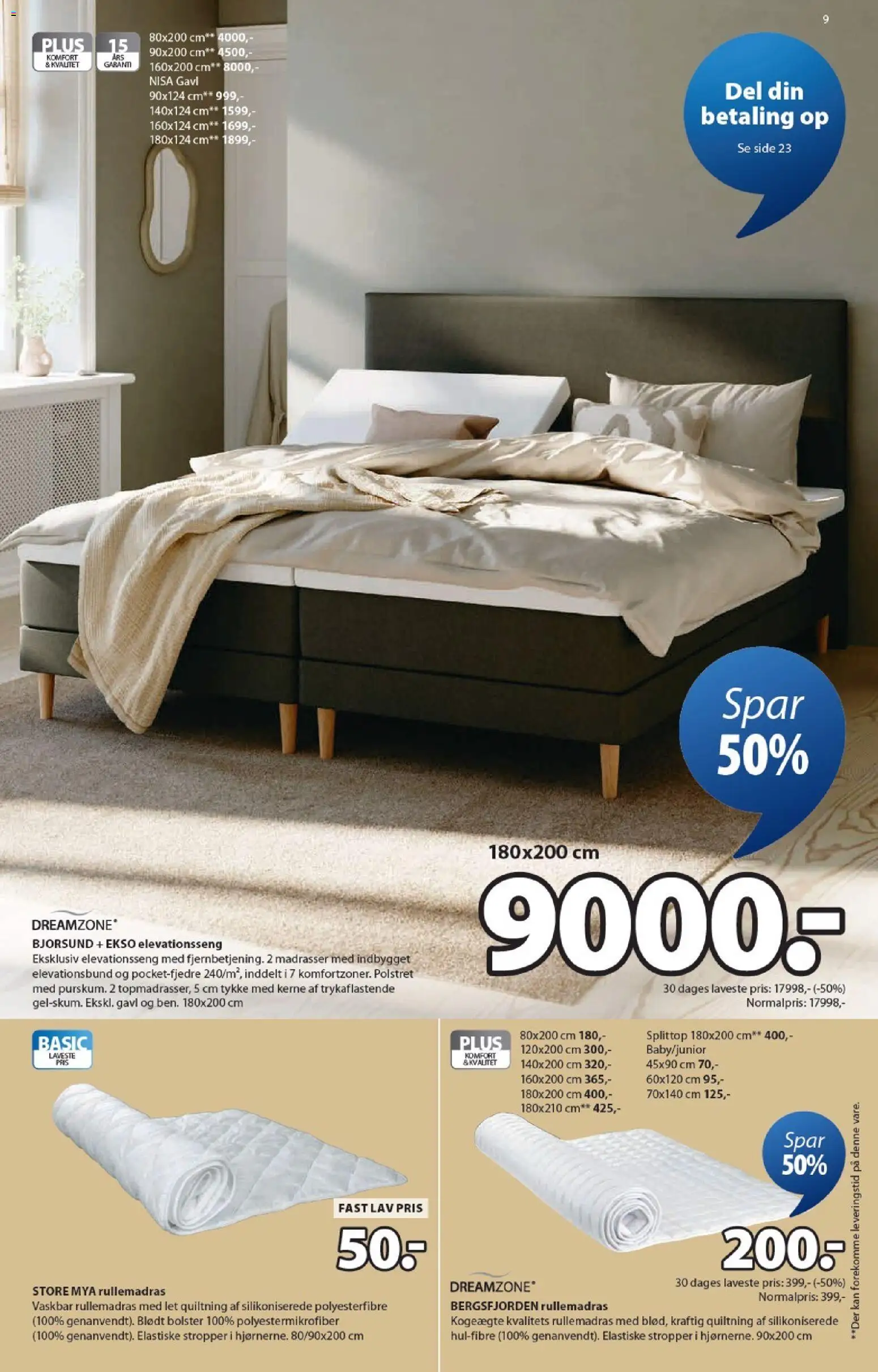 JYSK tilbudsavis – gyldig fra 30.01.2026 | Side: 9 | Produkter: Elevationsseng