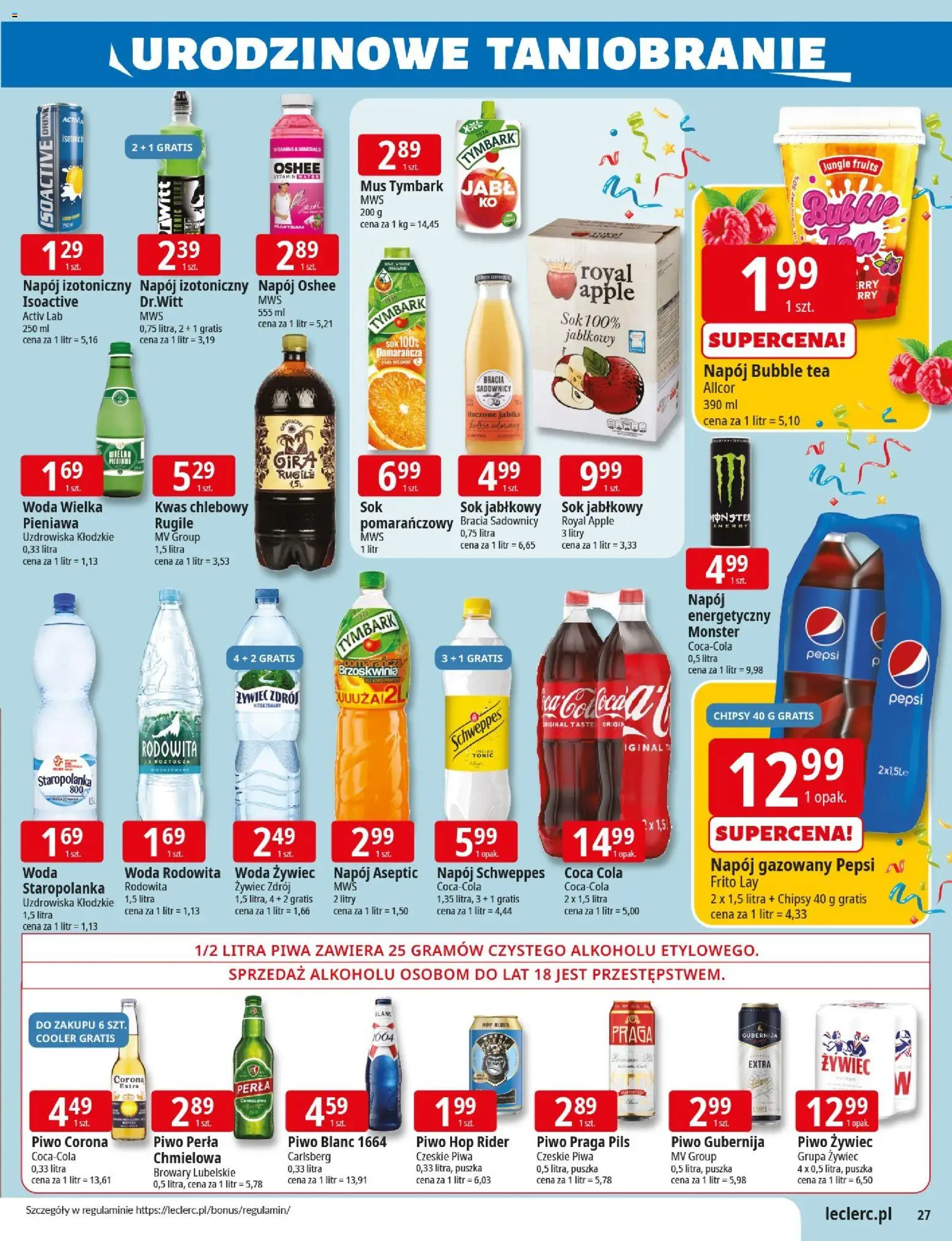 E.Leclerc Gazetka - Wrocław od 04.11.2025 | Strona: 27 | Produkty: Chipsy, Pepsi, Piwo perła, Piwo