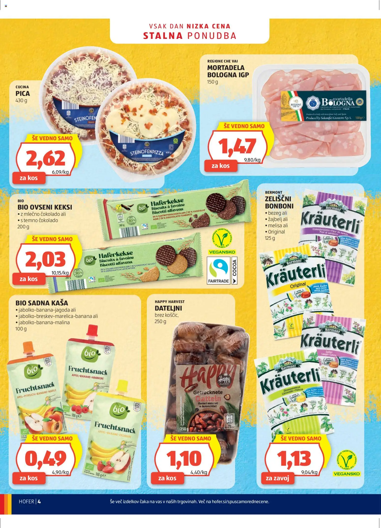 Hofer SI katalog | vrijedi od 15.04.2026 | Stranica: 4 | Proizvodi: Pica, Keksi, Mortadela