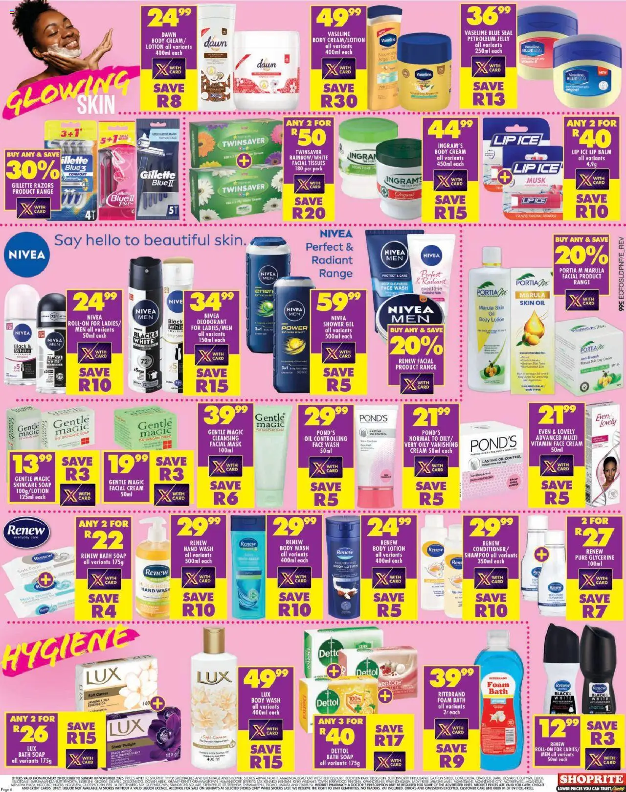 New Shoprite catalogue – valid from 20.10.2025 | Page: 2 | Products: Shampoo, Cream, Soap, Deodorant