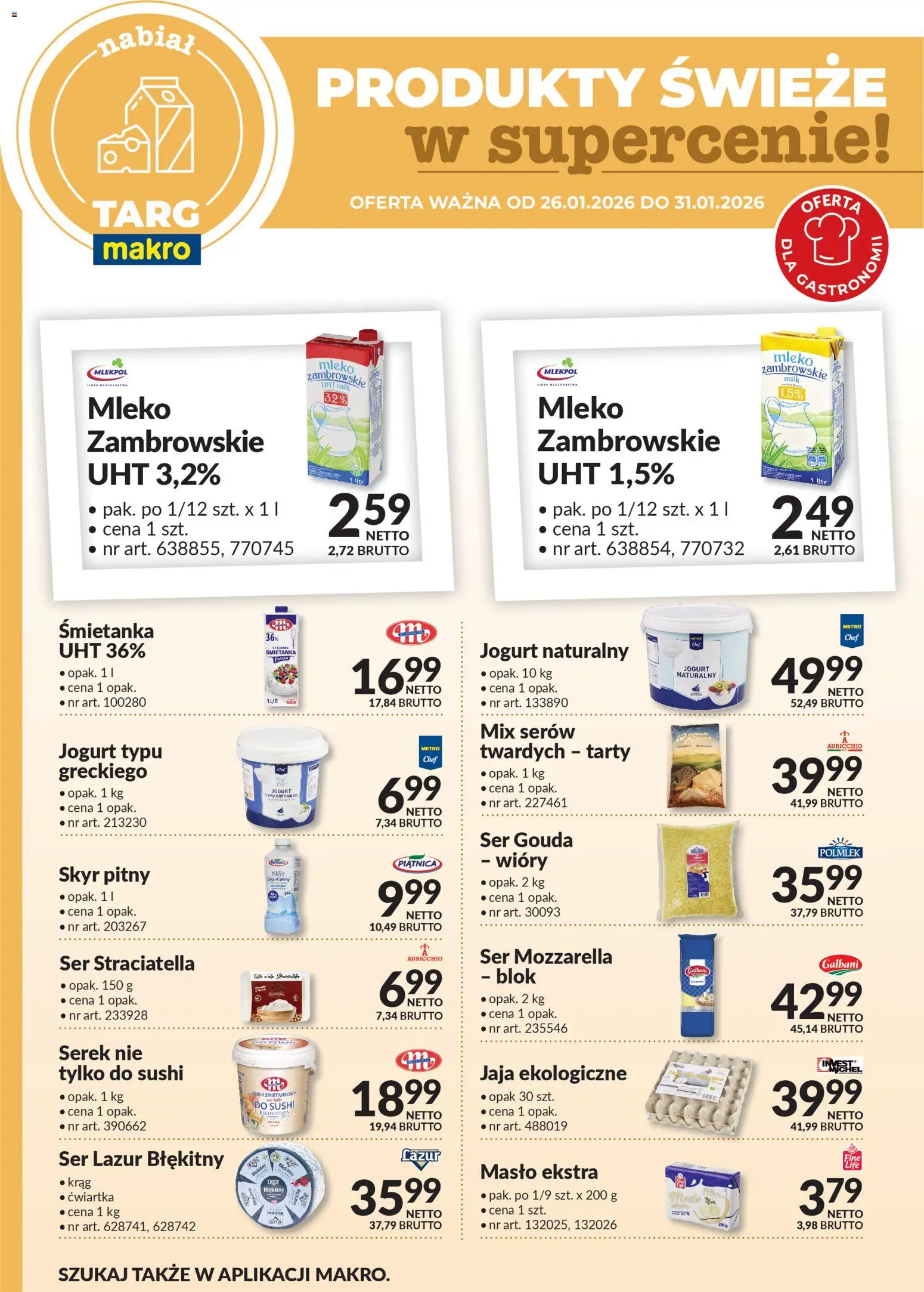 Makro Gazetka - Produkty świeże w supercenie od 26.01.2026 | Strona: 3 | Produkty: Sushi, Mleko, Jogurt, Mozzarella