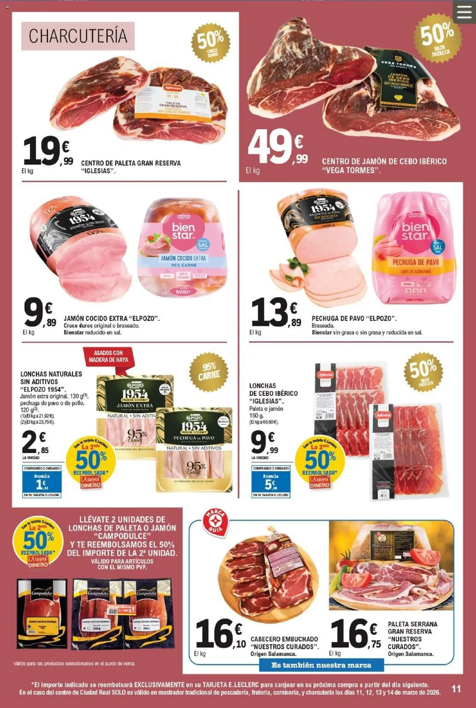 E.Leclerc folleto │ válido desde el 11.03.2026 | Página: 11 | Productos: Jamón serrano, Jamón, Té, Marco