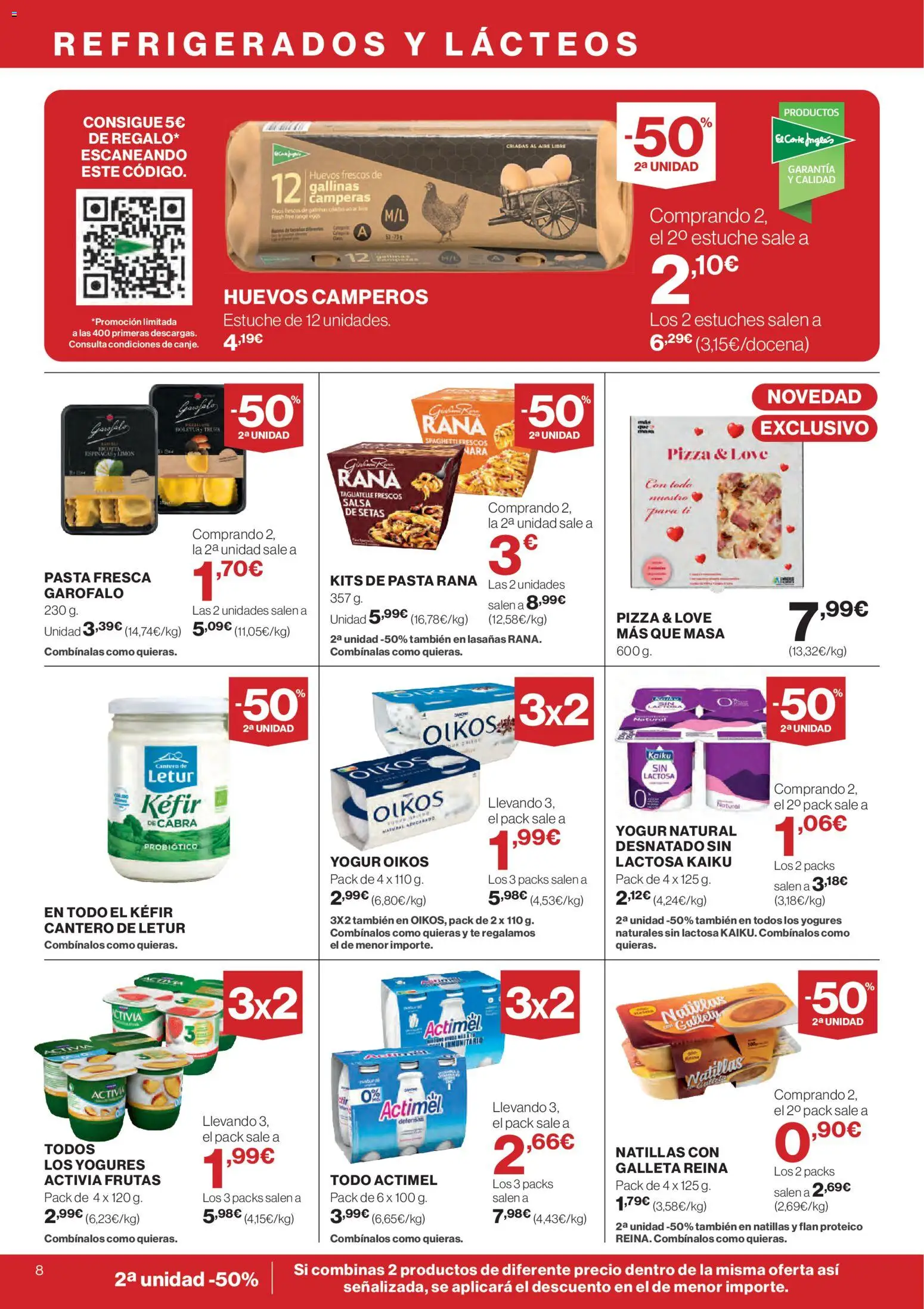 El Corte Inglés ofertas │ válido desde el 12.02.2026 | Página: 8 | Productos: Yogur, Huevos, Pizza, Té