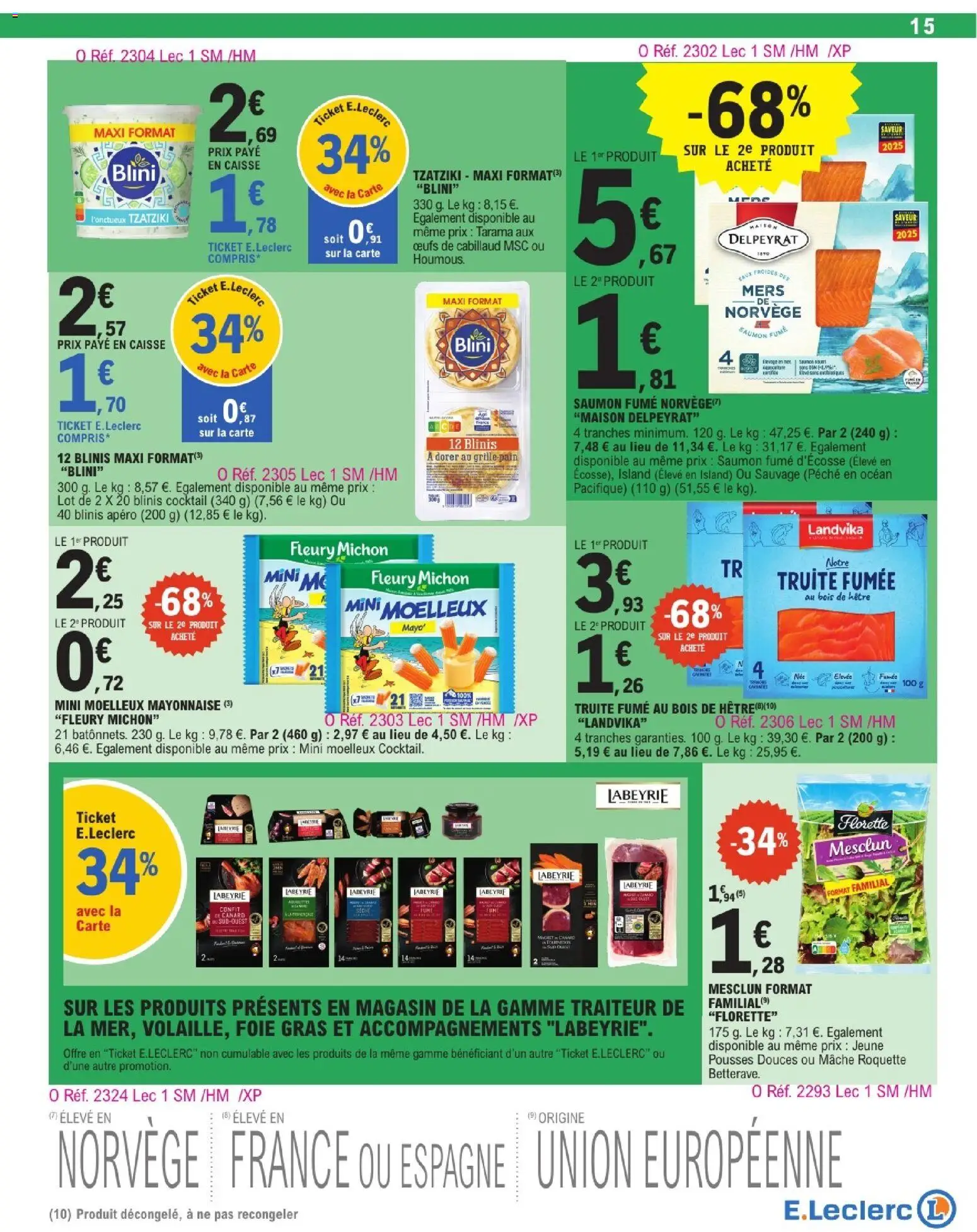 {H1} | Page: 15 | Produits: Pêche, Truite fumée, Confit de canard, Saumon