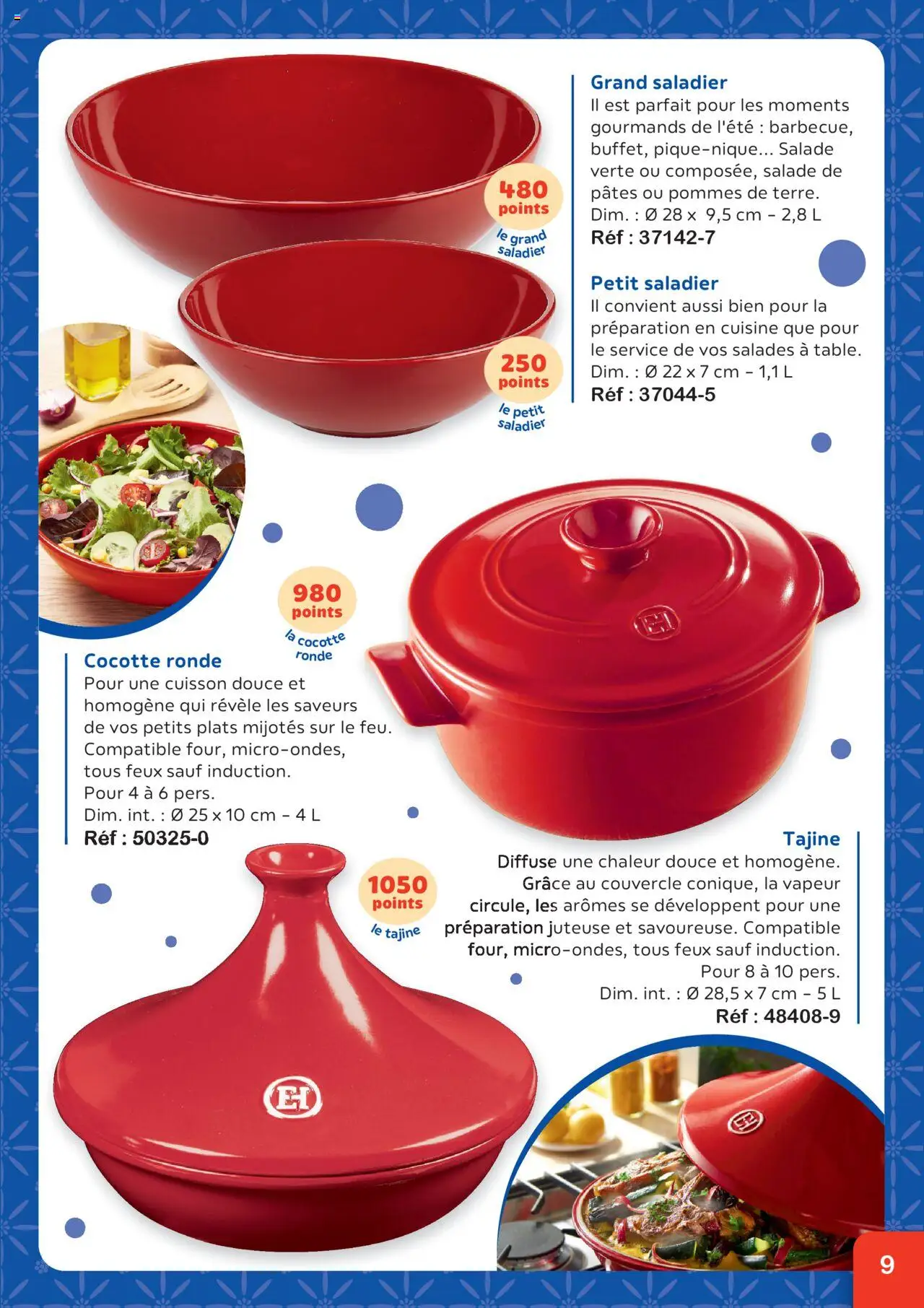 {H1} | Page: 9 | Produits: Salade, Tajine, Pommes, Pâtes