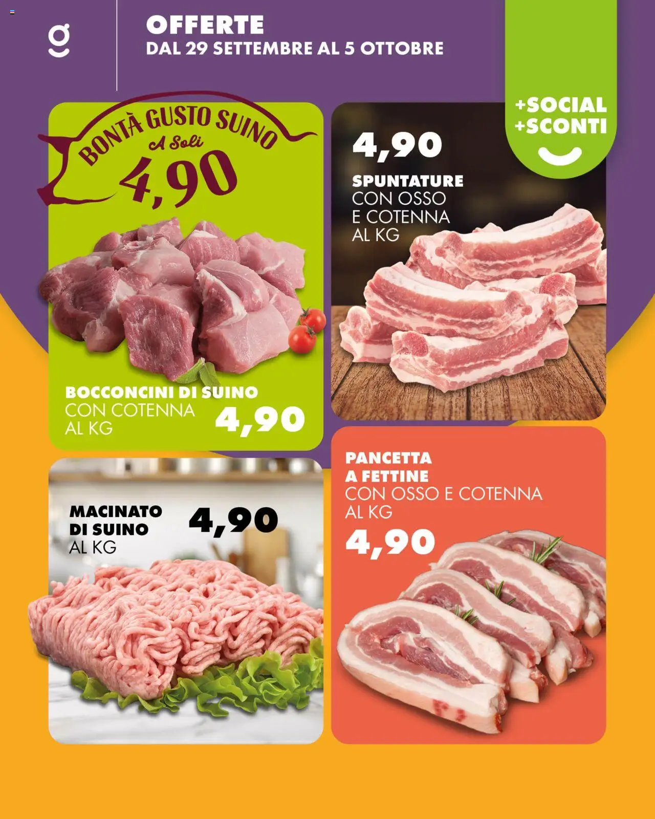 Volantino GECOP del 29.09.2025 | Pagina: 4 | Prodotti: Pancetta, Suino, Macinato
