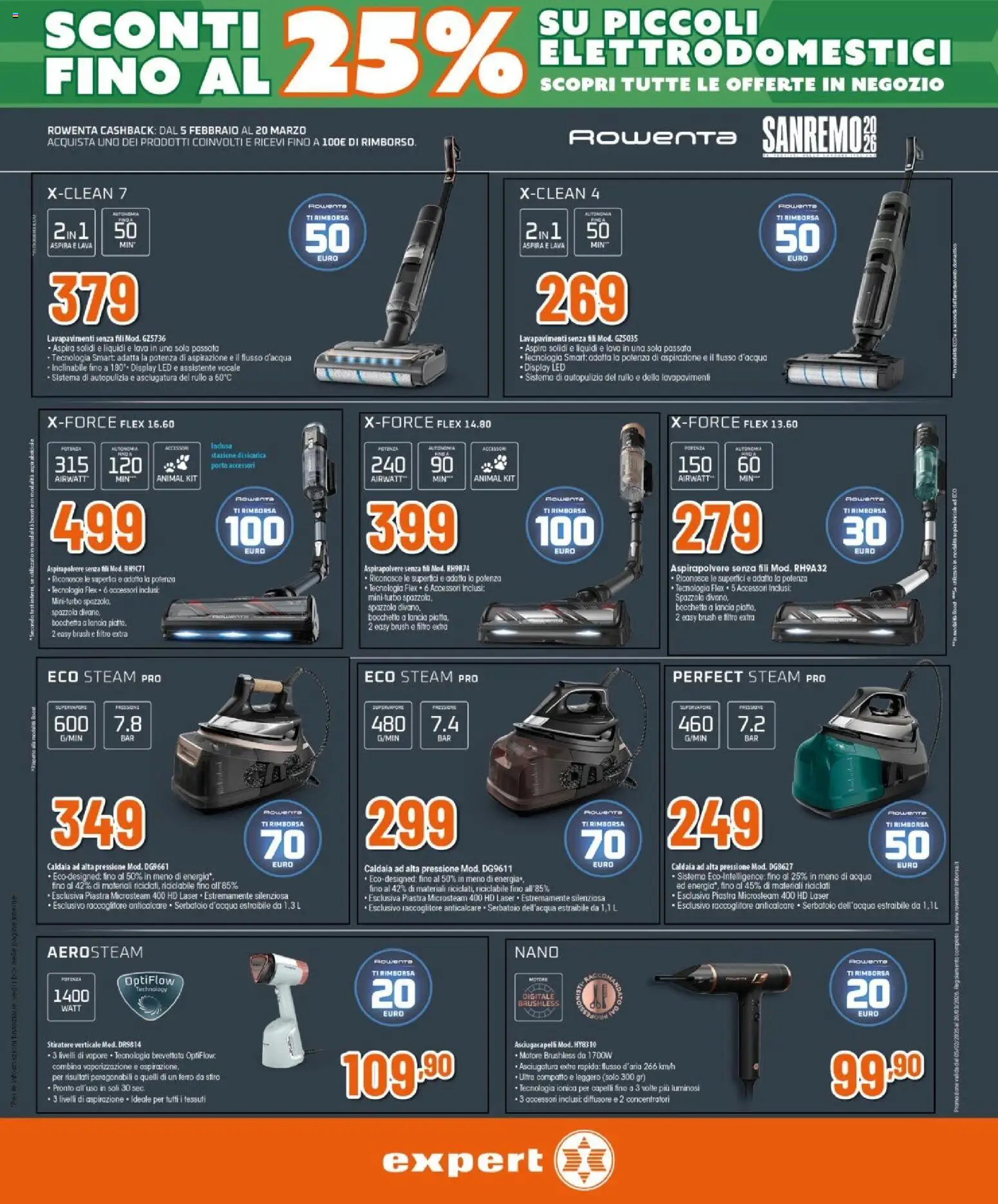 Volantino Expert del 12.02.2026 | Pagina: 20 | Prodotti: Stiratore verticale, Caldaia, Acqua, Asciugacapelli