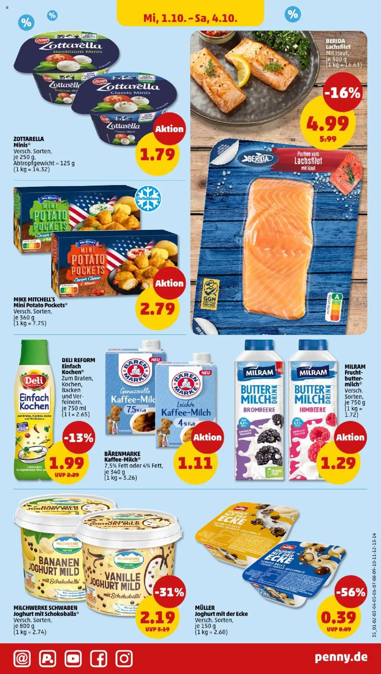 Penny - Saarland  – gültig ab 29.09.2025 | Seite: 33 | Produkte: Butter, Bananen, Milram, Himbeere