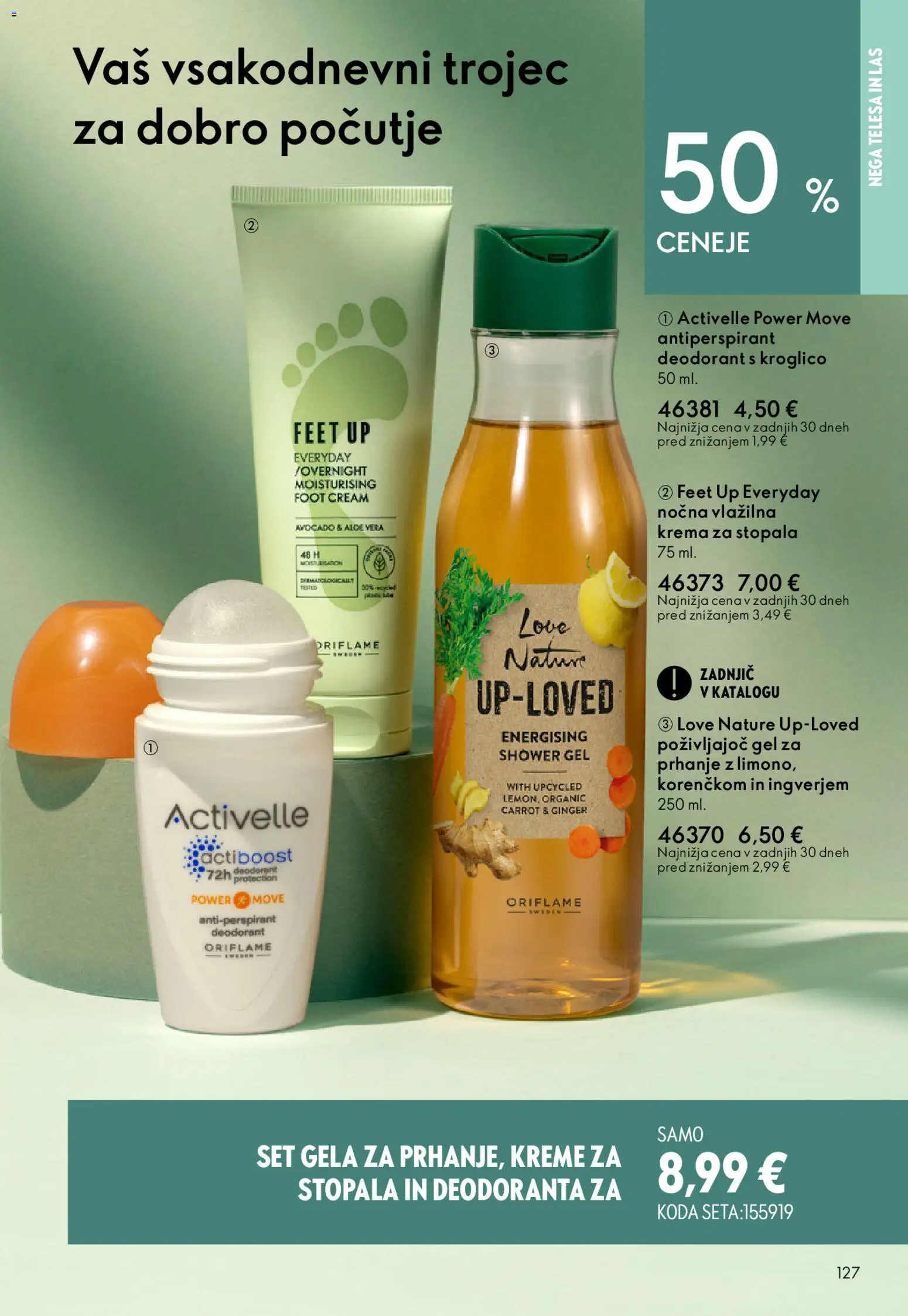 Novi Oriflame katalog ponudbe – veljaven od 22.04.2026 | Stran: 127 | Izdelki: Gel za prhanje, Krema, Deodorant, Antiperspirant