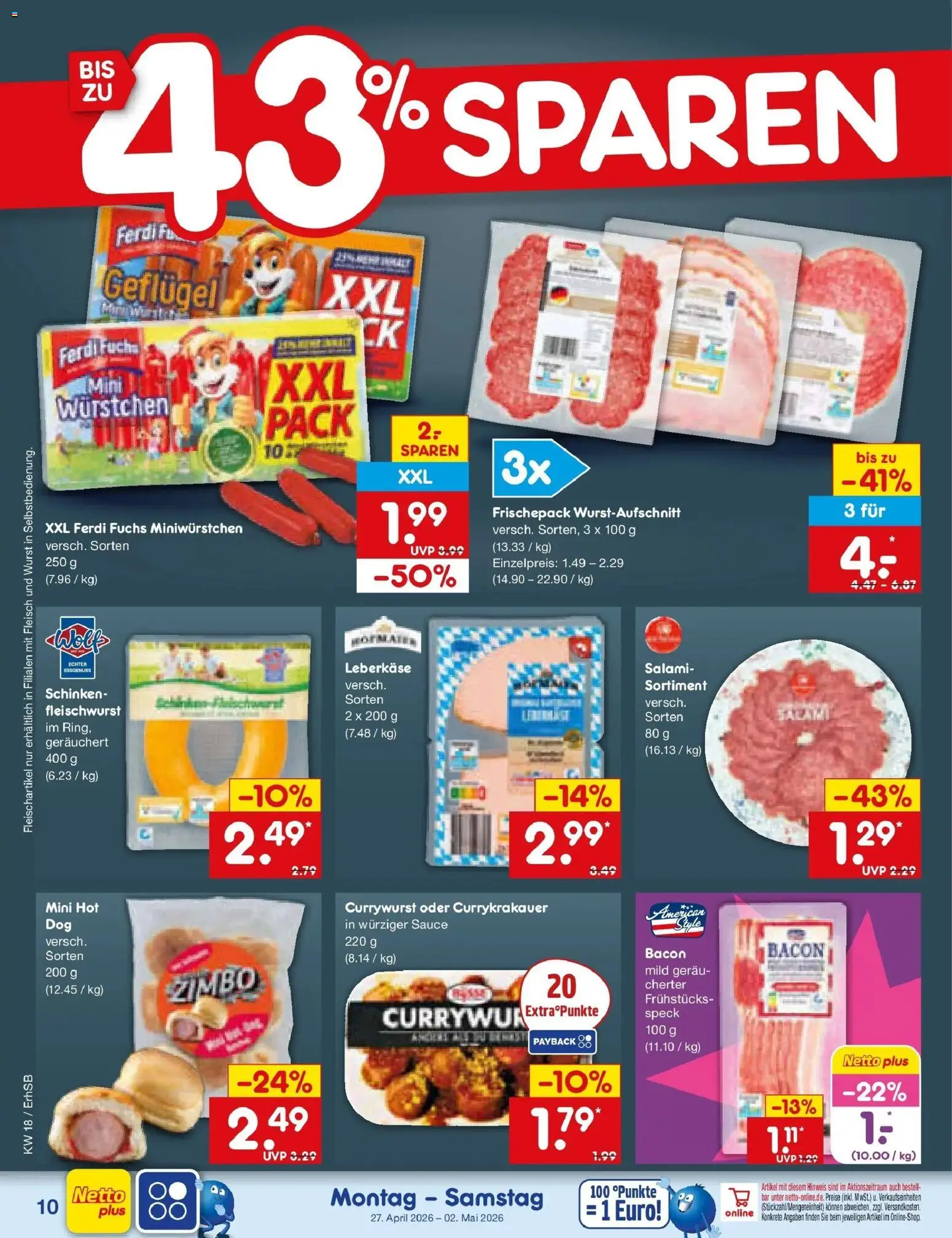 Netto Marken-Discount Prospekt Metten	 – gültig ab 27.04.2026 | Seite: 12 | Produkte: Wurst, Schinken, Fleisch, Leberkase