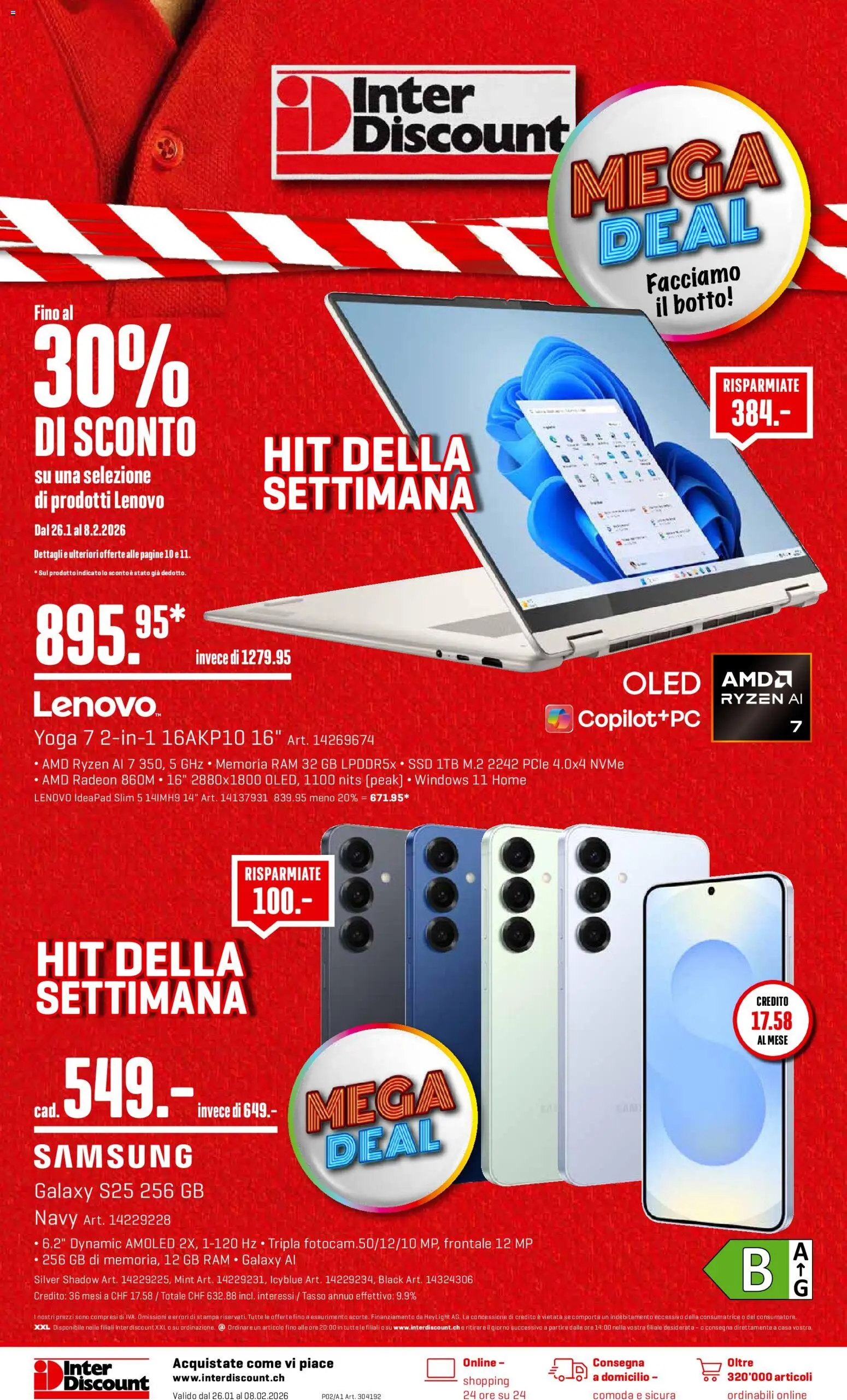 Interdiscount Aktionen IT – gültig ab 26.01.2026 | Seite: 1 | Produkte: Samsung, Lenovo