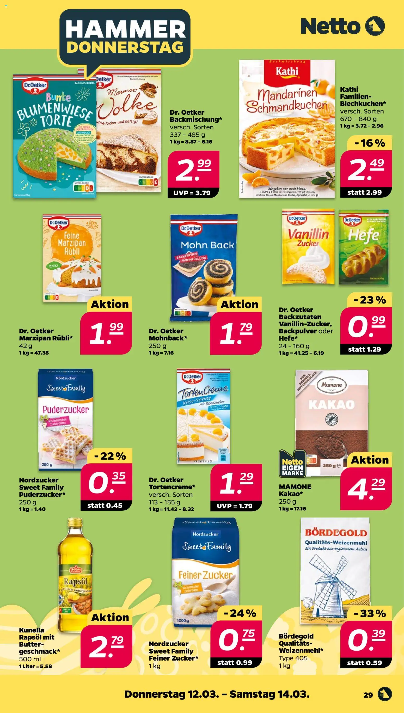 Netto Prospekt 	 – gültig ab 09.03.2026 | Seite: 35 | Produkte: Rapsöl, Mandarinen, Creme, Zucker