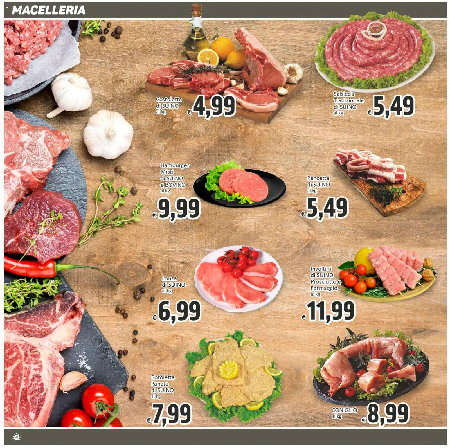 Volantino Paghi Poco del 19.01.2026 | Pagina: 4 | Prodotti: Bovino, Formaggio, Salsiccia, Hamburger