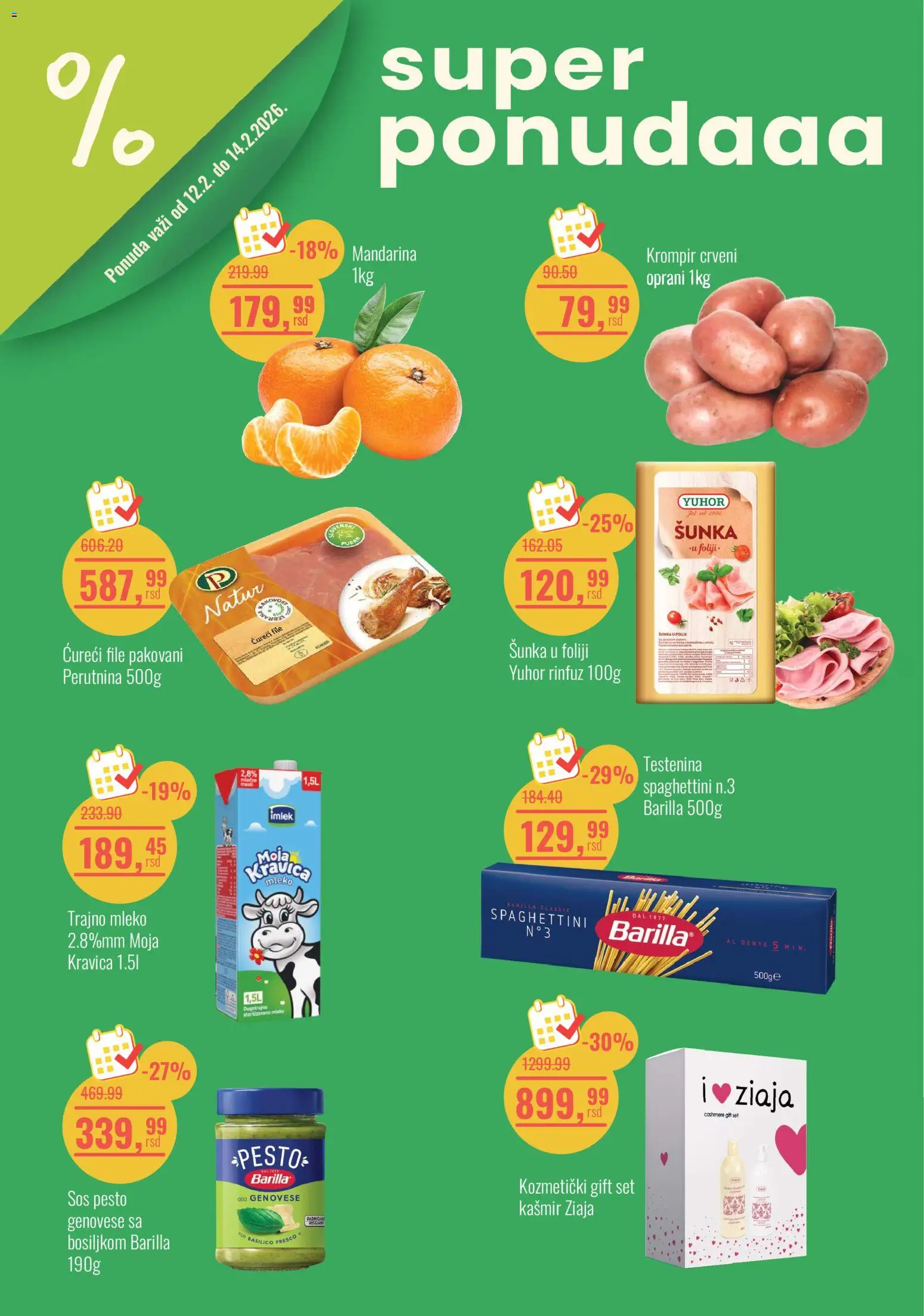 Aroma Market katalog - važi od 12.02.2026 | Strana: 1 | Proizvode: Testenina, Pesto, Sos, Šunka