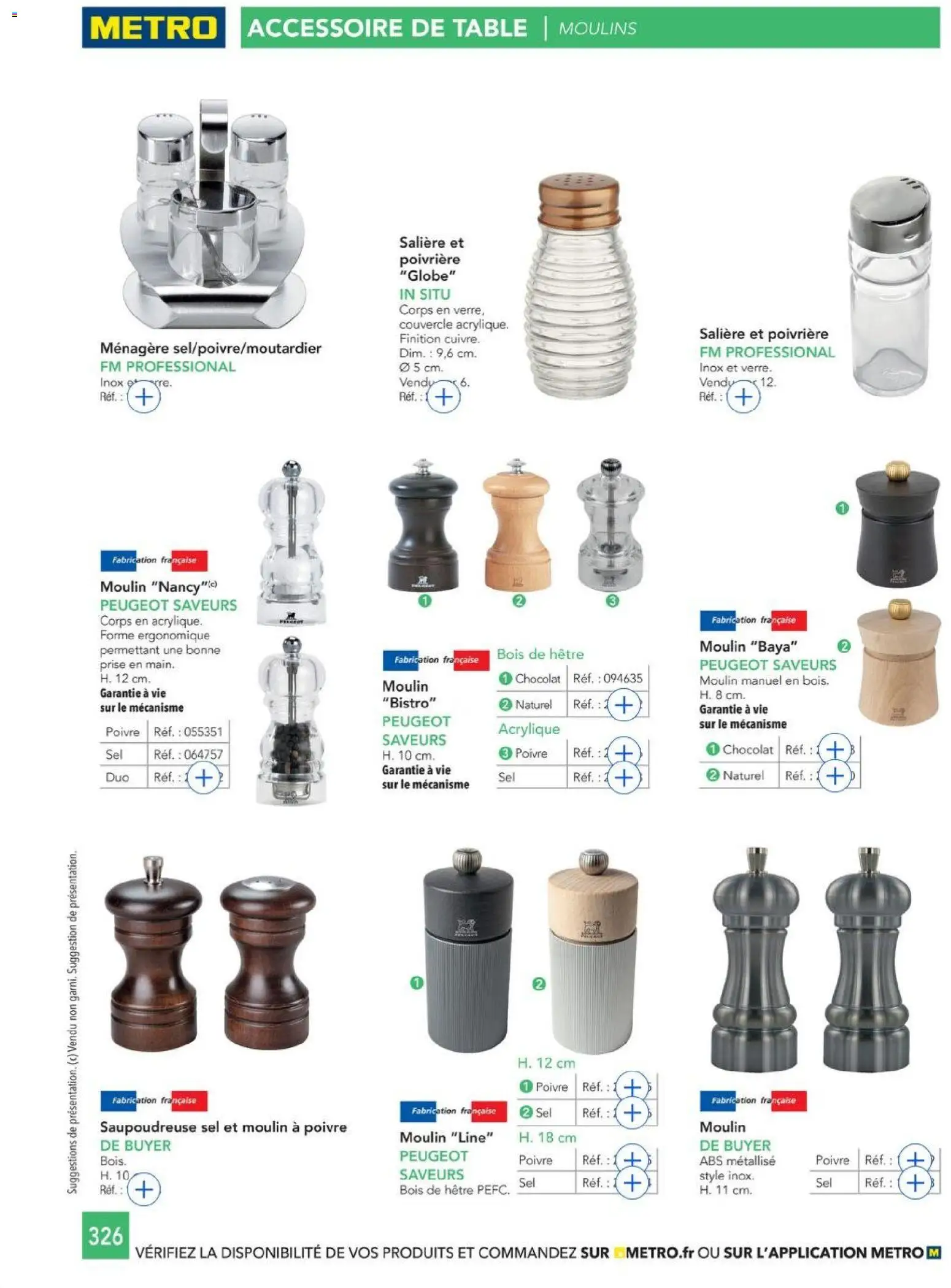 {H1} | Page: 326 | Produits: Sel, Poivre, Table, Chocolat