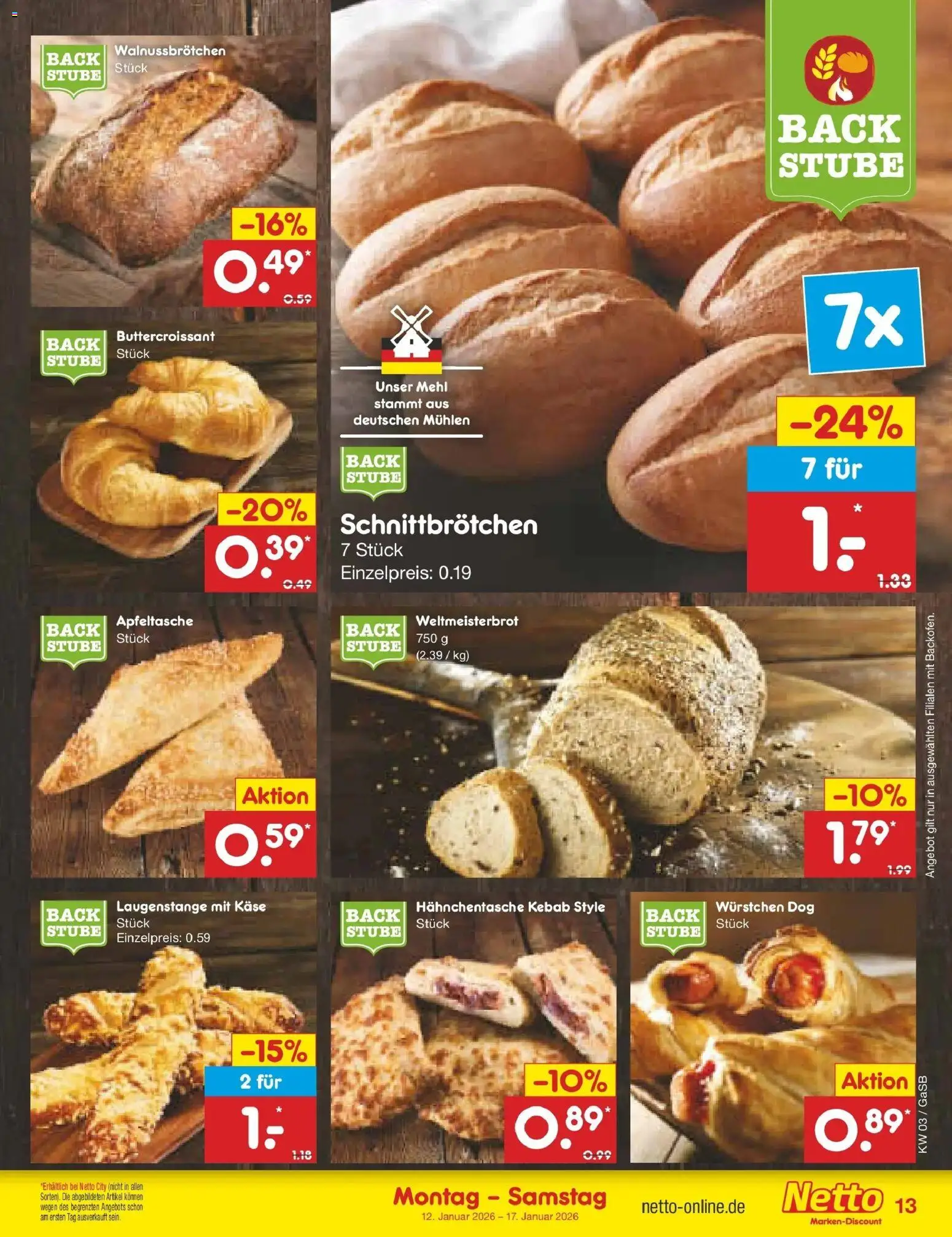 Netto Marken-Discount prospekt Bremen-Lesum	 – gültig ab 12.01.2026 | Seite: 13 | Produkte: Mehl, Käse