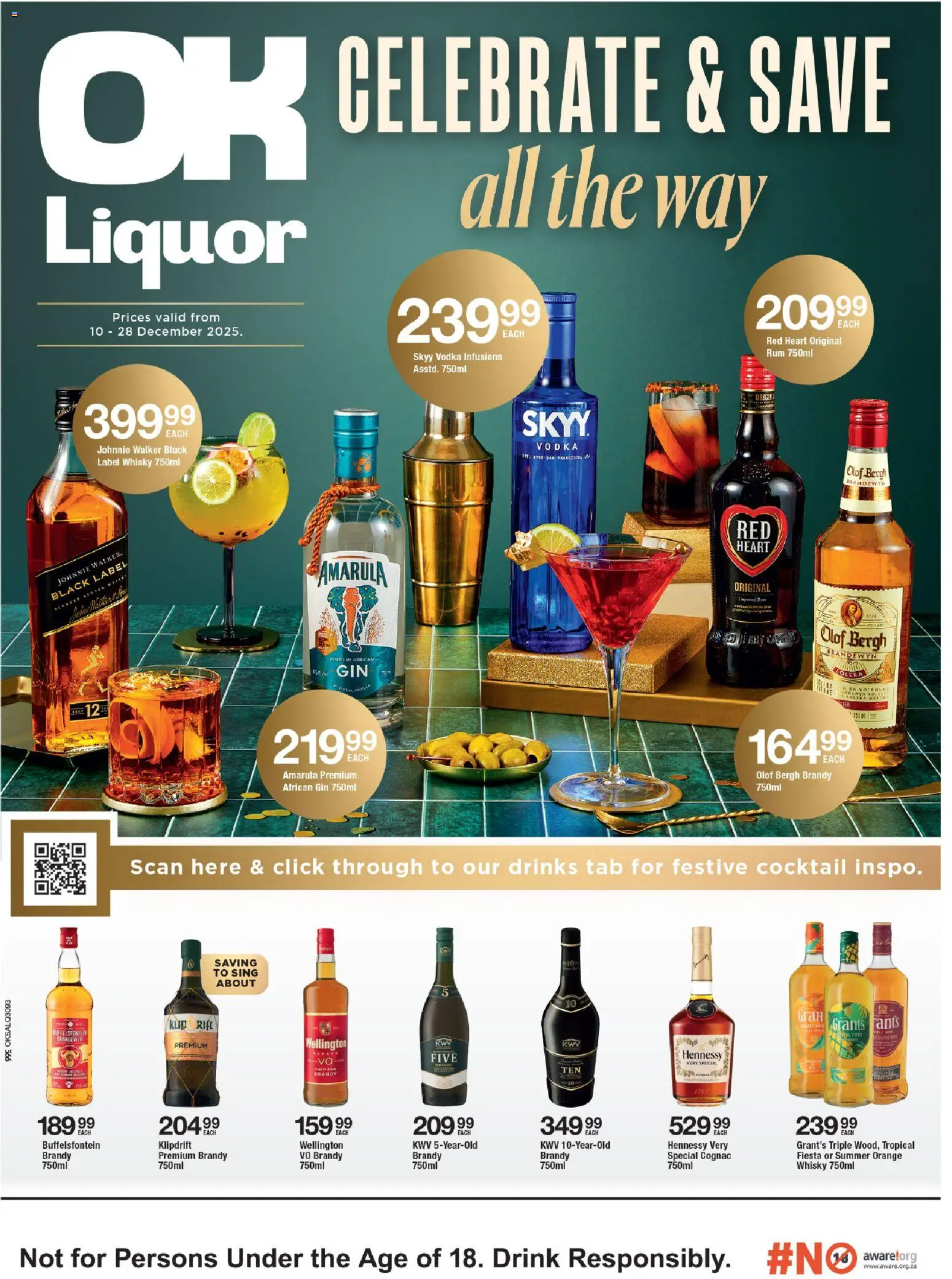 New OK Foods catalogue – valid from 10.12.2025 | Page: 1 | Products: Brandy, Rum, Gin, Ensalada de quino