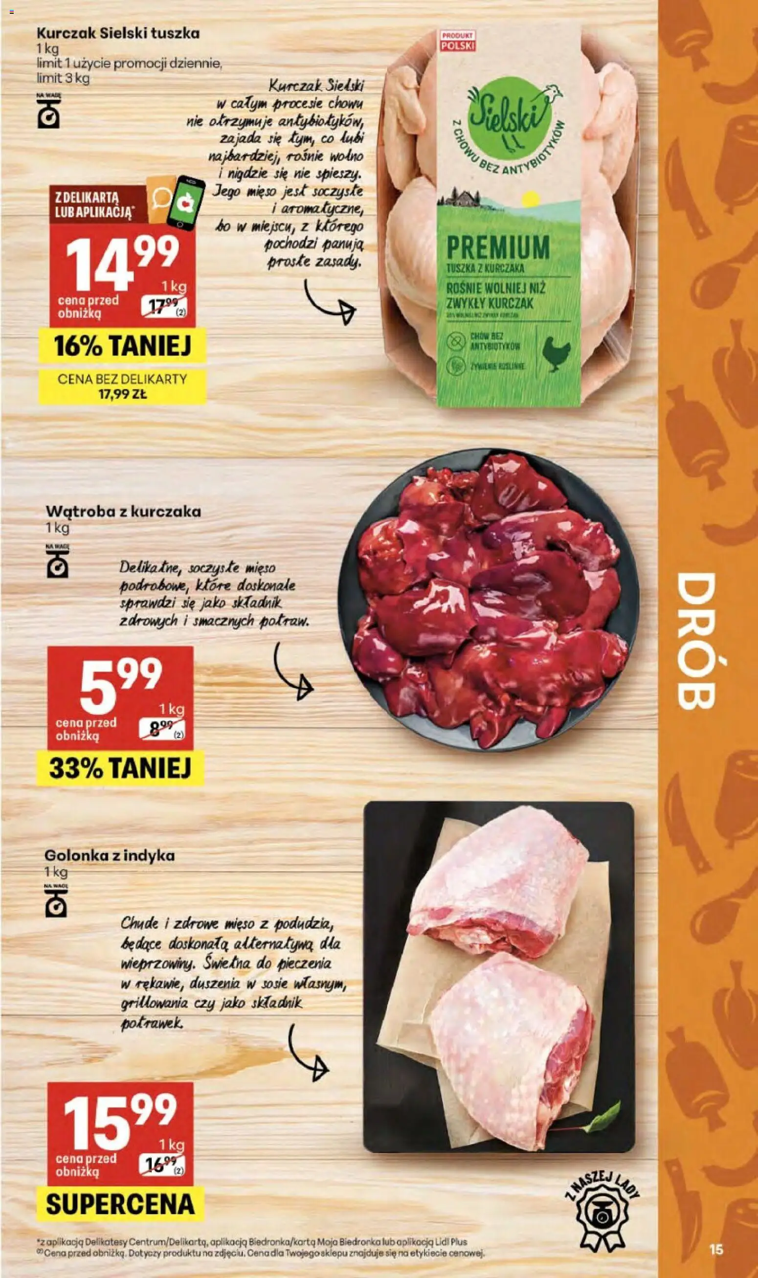 Delikatesy Centrum gazetka - Sklepy Własne od 23.04.2026 | Strona: 15 | Produkty: Kurczak, Mięso, Delikatesy