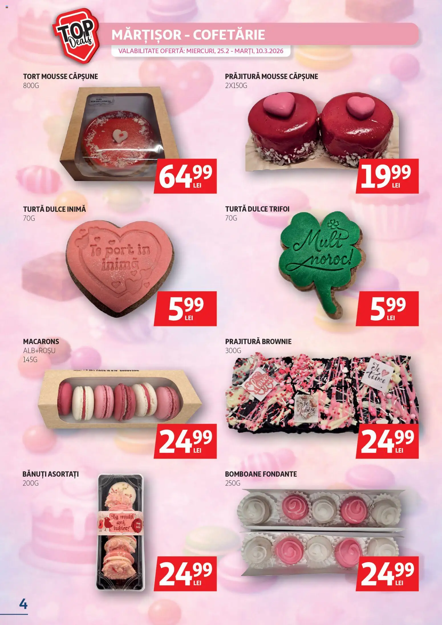 Noul catalog Auchan – valabil de la 25.02.2026 | Pagină: 4 | Produse: Prăjitură, Macarons, Bomboane, Turtă dulce