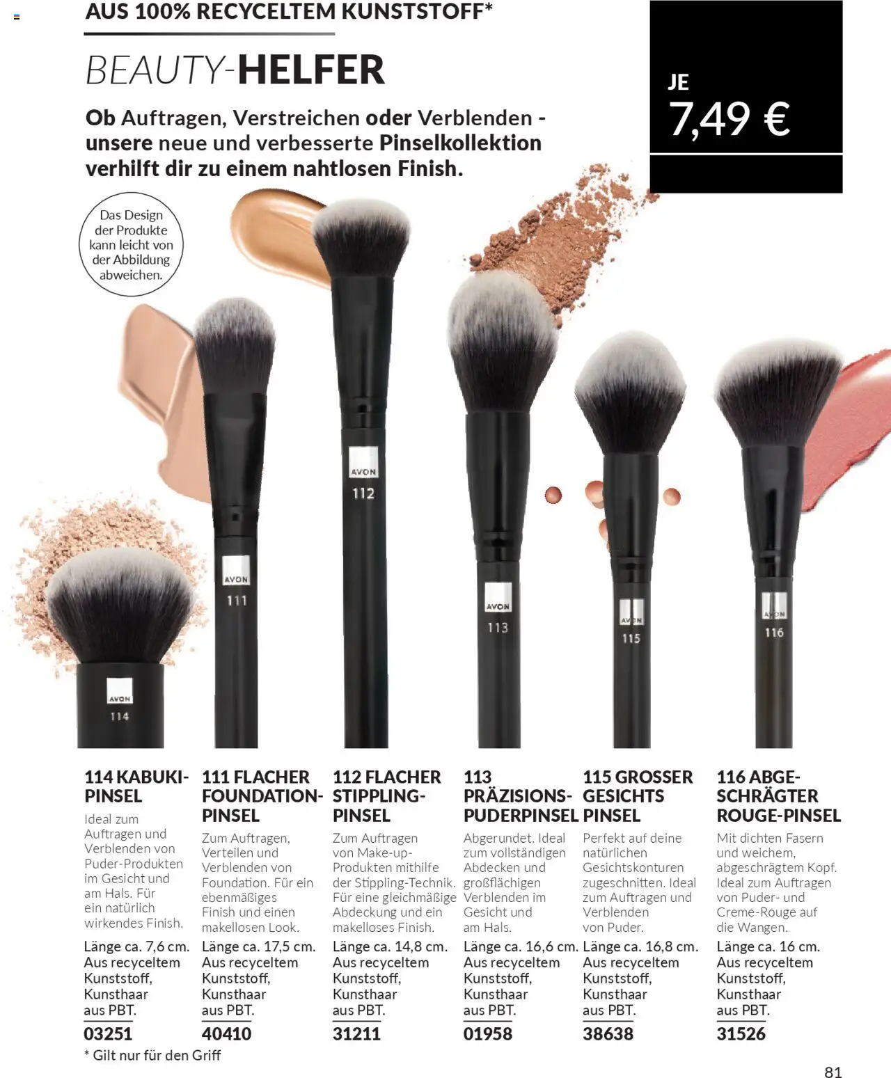 AVON Katalog Oktober 2025 – gültig ab 01.10.2025 | Seite: 83 | Produkte: Puder, Pinsel, Rougepinsel, Foundation