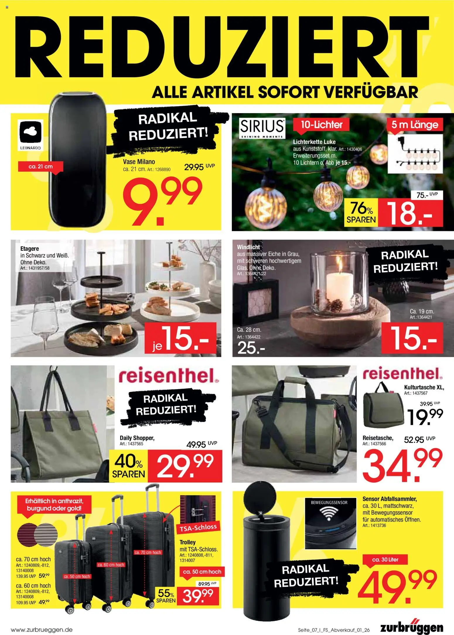 Zurbrüggen Abverkauf Fachsortimente – gültig ab 16.03.2026 | Seite: 7 | Produkte: Vase