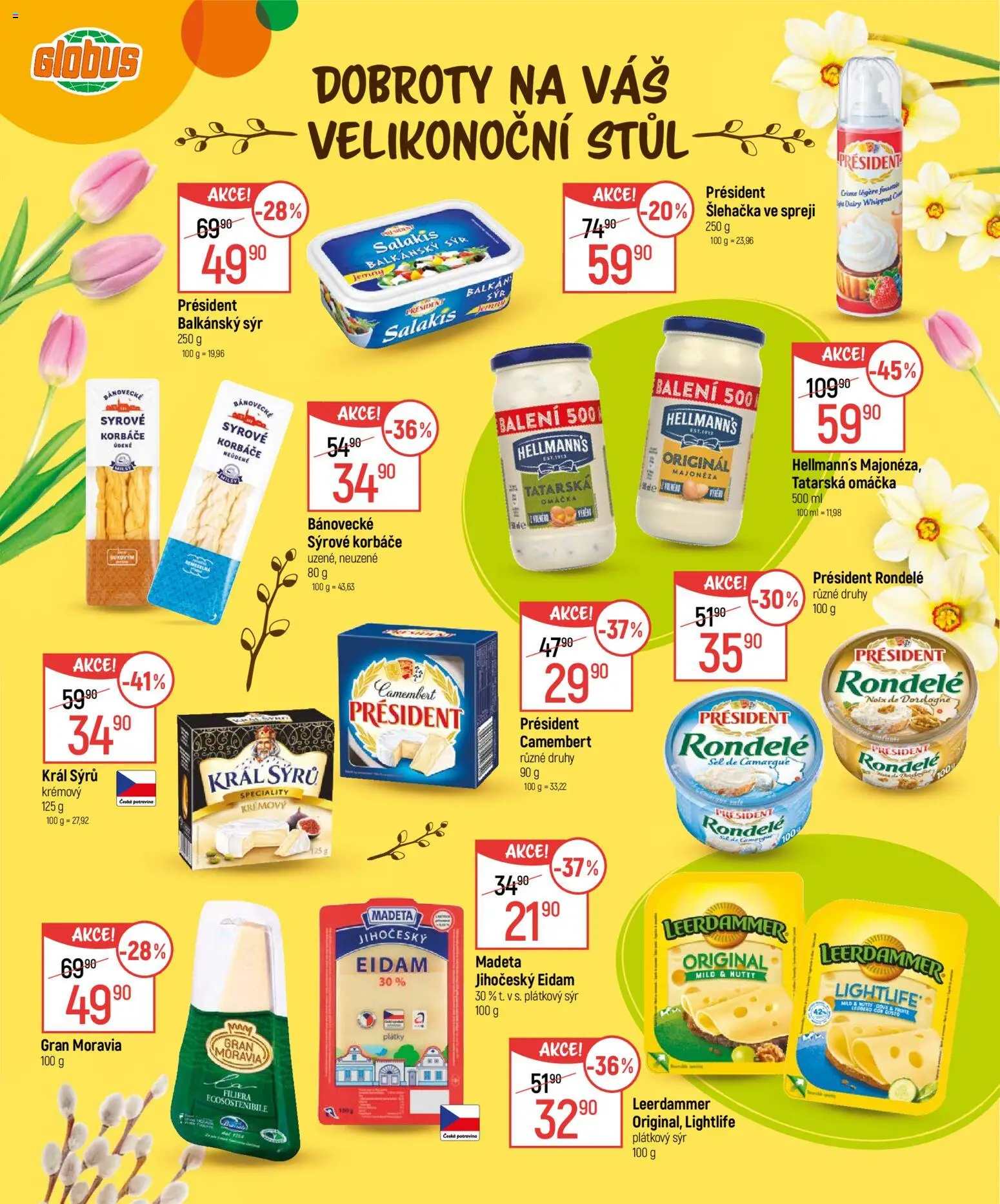 Globus leták - Velikonoce od 04.03.2026 | Strana: 12 | Produkty: Plátkový sýr, Šlehačka ve spreji, Majonéza, Tatarská omáčka