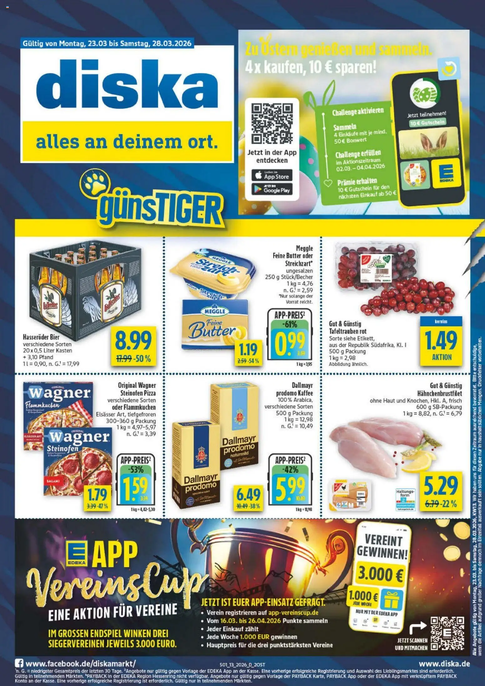 Diska Prospekt 	 – gültig ab 23.03.2026 | Seite: 1 | Produkte: Butter, Kaffee, Bier, Dallmayr prodomo