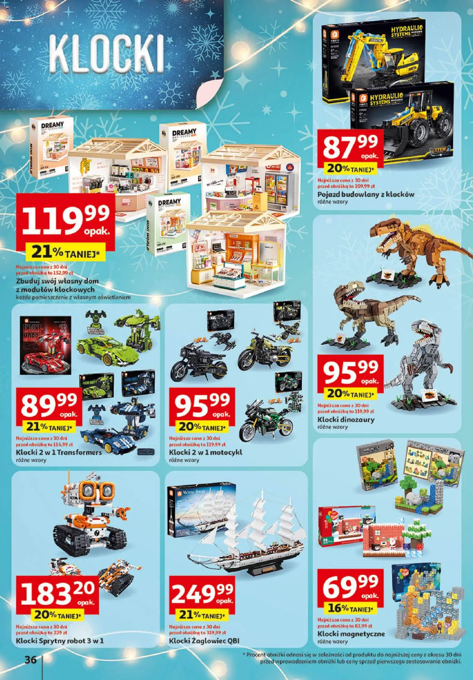 Auchan Gazetka - Zabawki Święta jak babcię kocham Hipermarket od 06.11.2025 | Strona: 36 | Produkty: Robot, Klocki magnetyczne