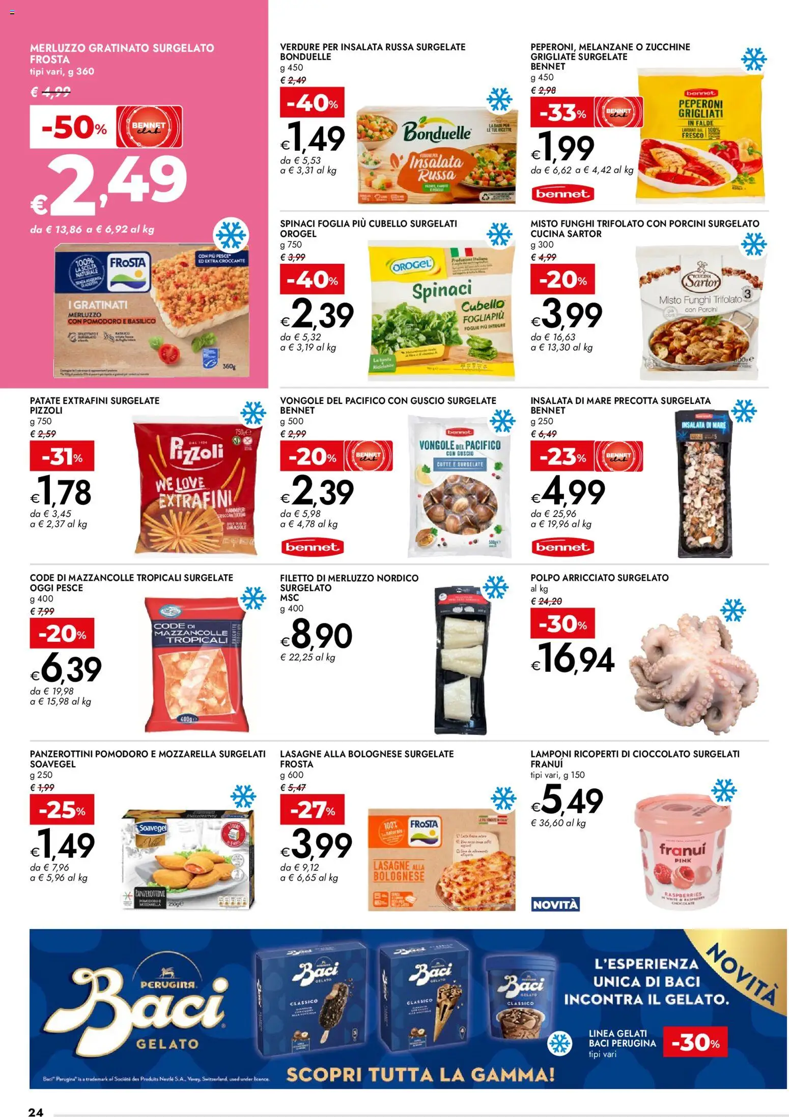 Volantino bennet del 23.03.2026 | Pagina: 24 | Prodotti: Lamponi, Vongole, Verdure, Mozzarella