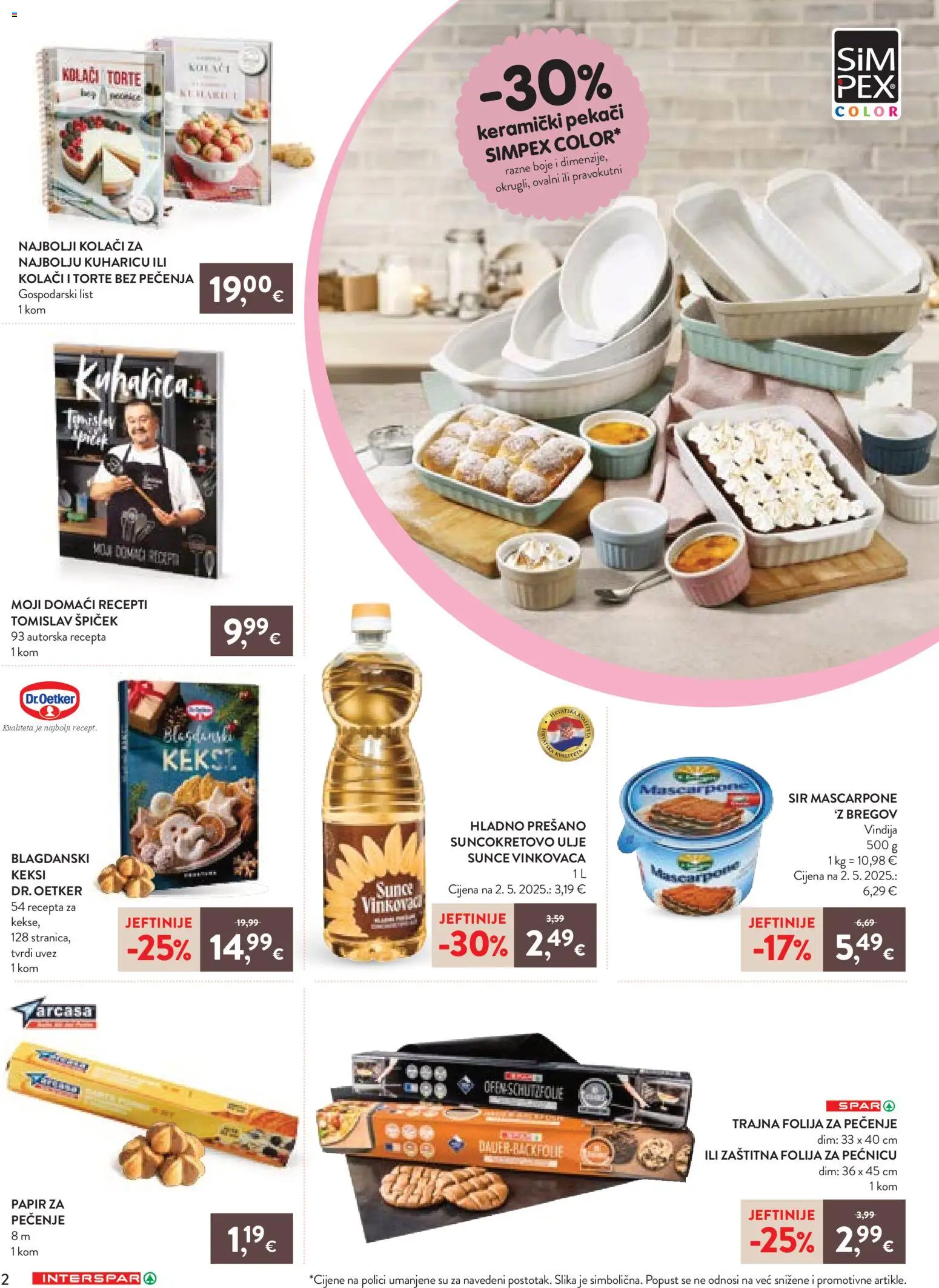 Interspar katalog | vrijedi od 12.03.2026 | Stranica: 2 | Proizvodi: Vindija, Keksi, Mascarpone, Papir za pečenje
