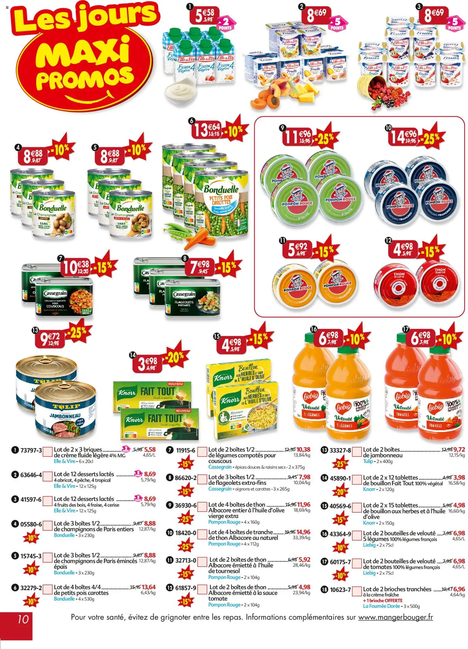 {H1} | Page: 10 | Produits: Thon, Champignon, Oignons, Crème