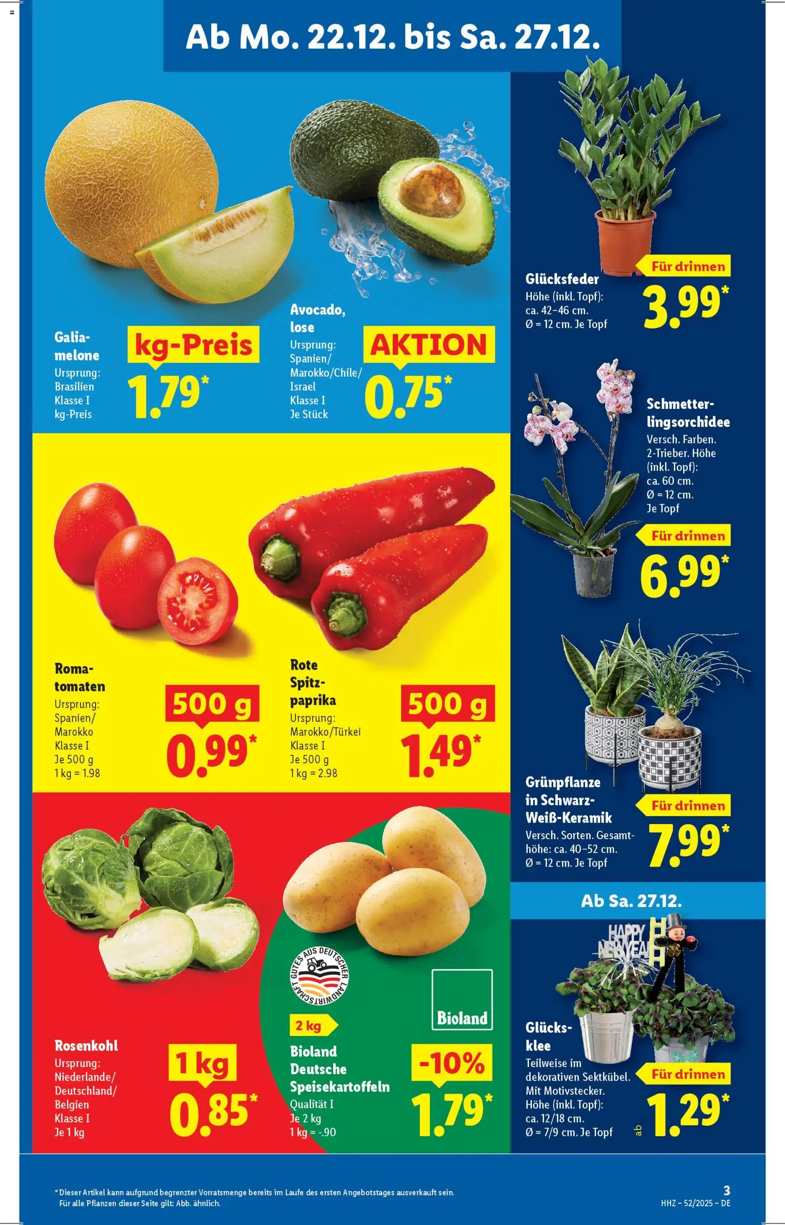 Lidl Prospekt Gundelsheim – gültig ab 22.12.2025 | Seite: 9 | Produkte: Tomaten, Paprika, Melone