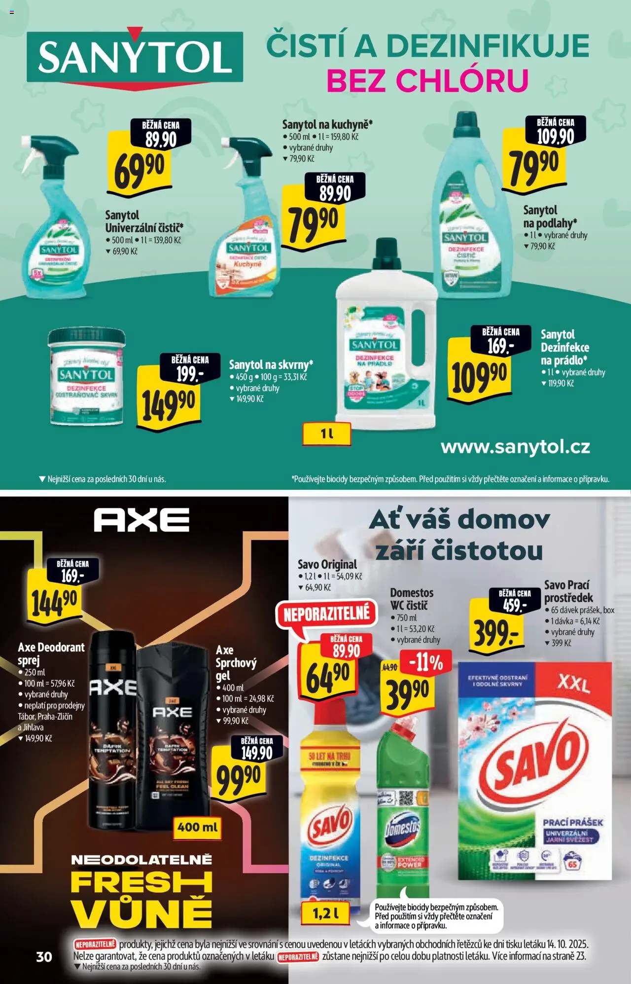 Albert katalog - Hypermarket od 22.10.2025 | Strana: 30 | Produkty: Deodorant, Wc čistič, Kuchyně, Sanytol