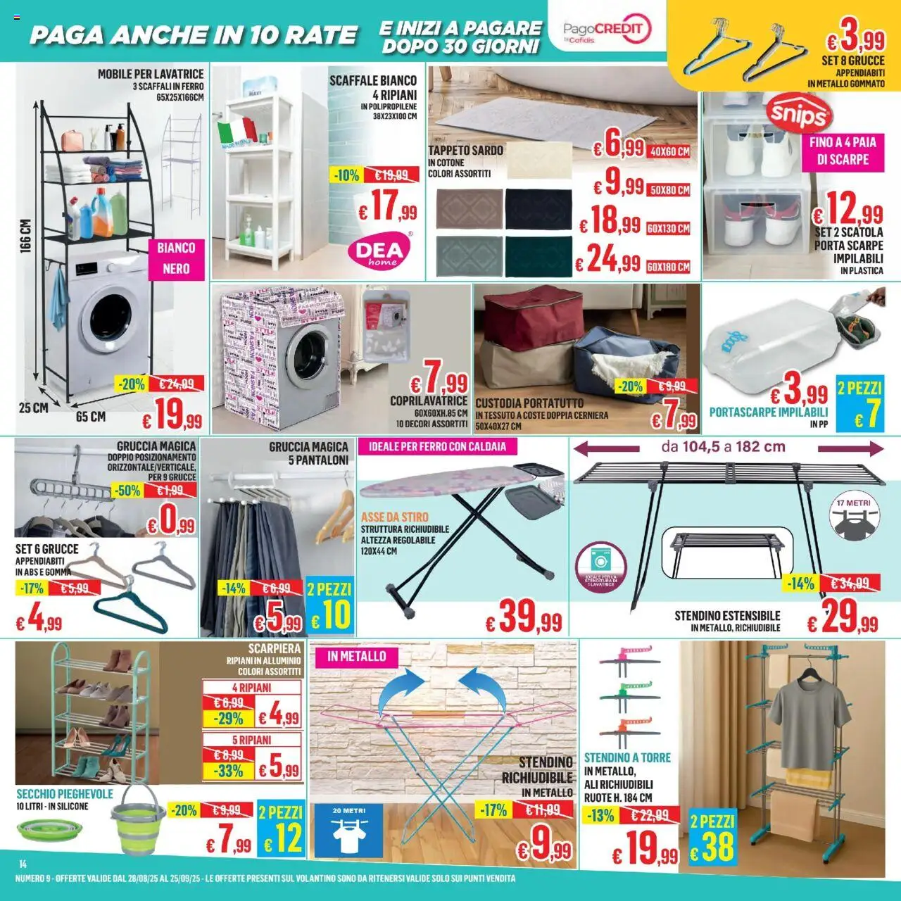 Volantino Satur del 28.08.2025 | Pagina: 14 | Prodotti: Lavatrice, Secchio, Appendiabiti, Grucce