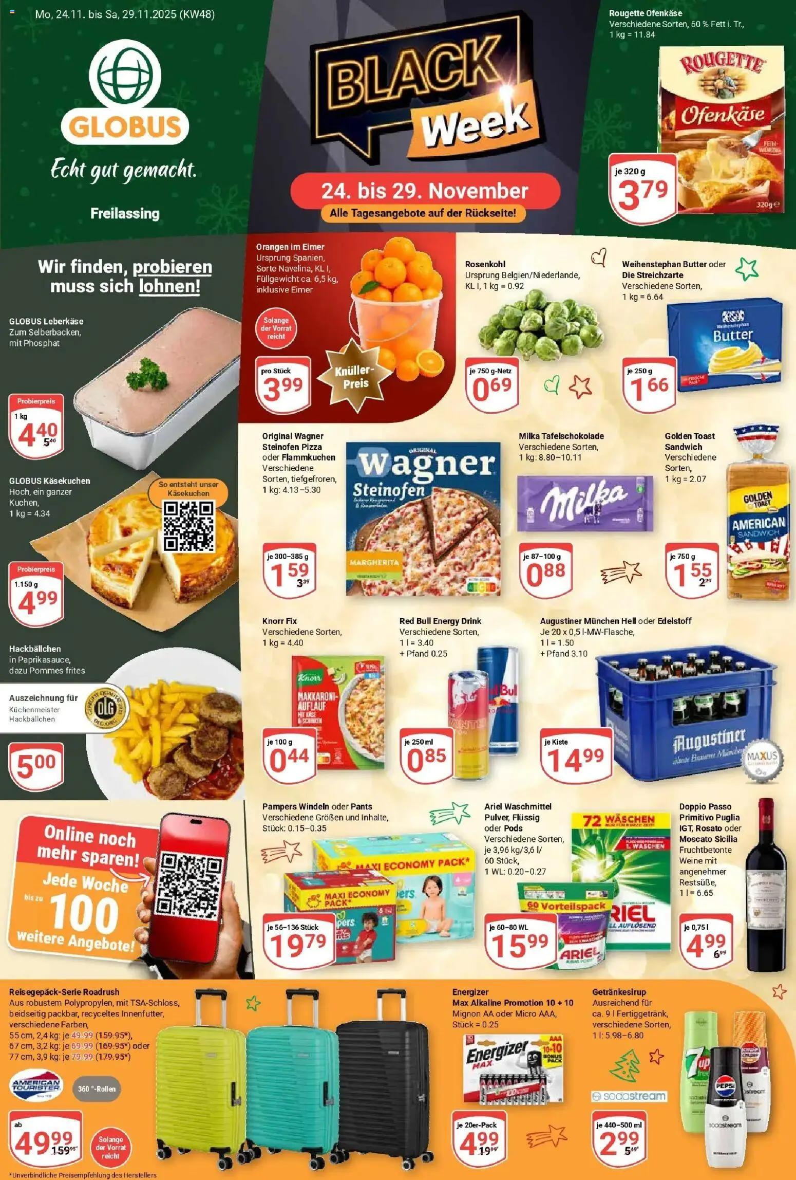 Globus prospekt Freilassing	 – gültig ab 23.11.2025 | Seite: 1 | Produkte: Red bull, Doppio Passo, Pepsi, Pizza