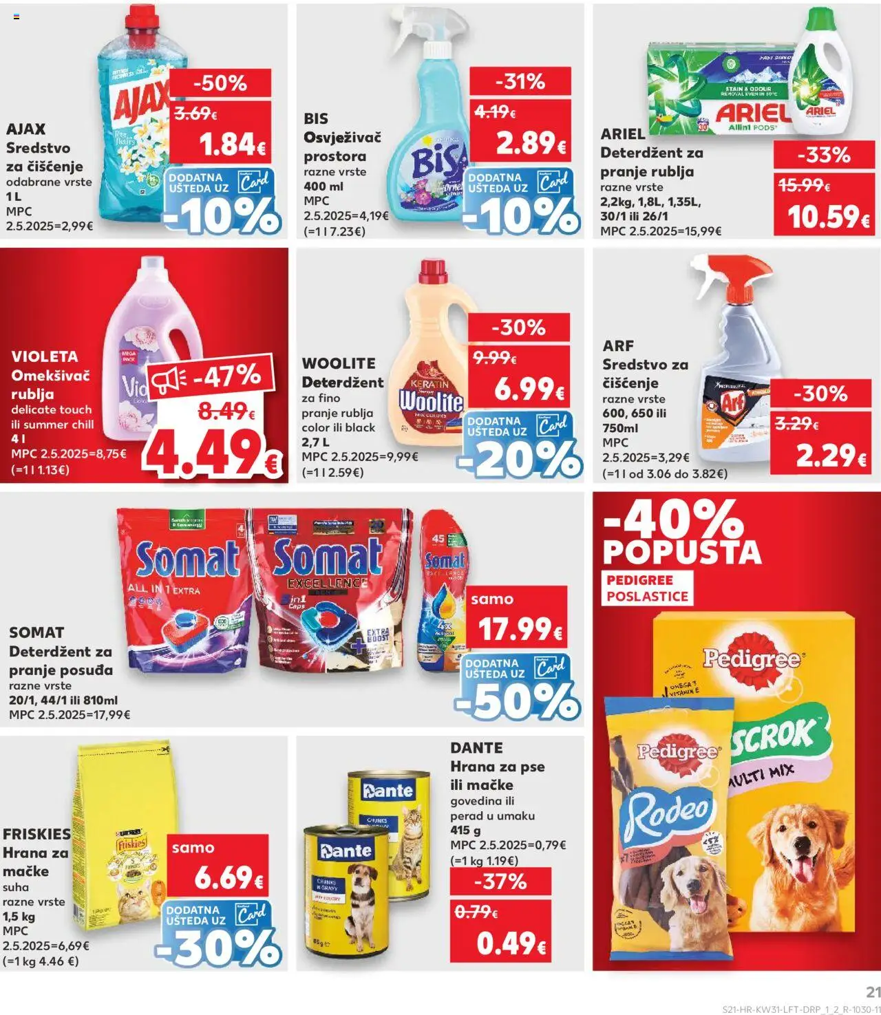 Kaufland katalog | vrijedi od 30.07.2025 | Stranica: 21 | Proizvodi: Hrana za pse, Omekšivač, Osvježivač prostora, Violeta